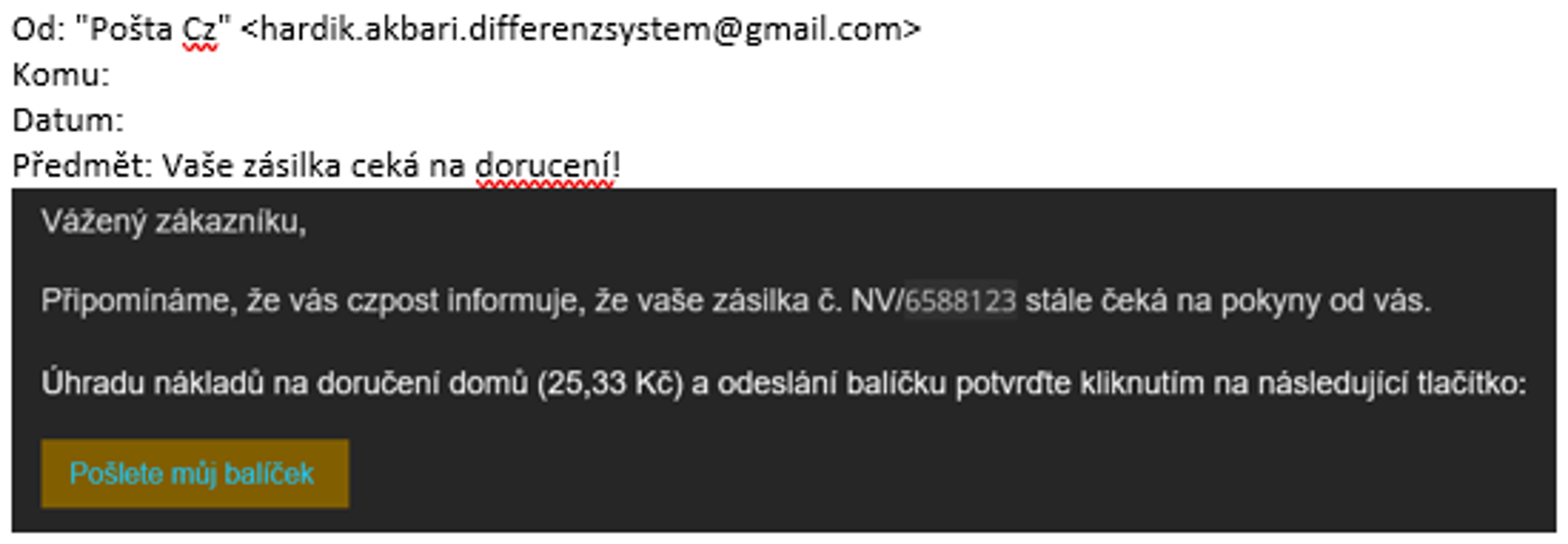 16-12c - Falešné e-maily vydávající se za Českou Poštu (4/14)