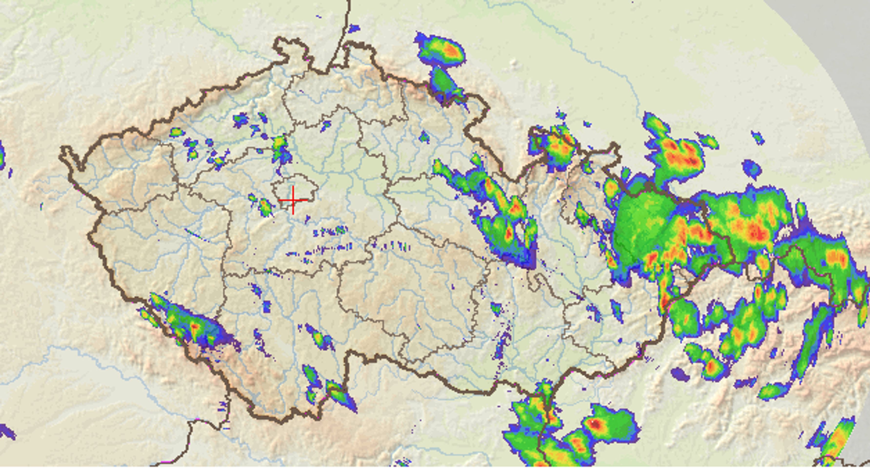 Meteomapa 29.5. 2018 - 14:15 - GALERIE: Do Česka se přihnaly silné bouřky (1/4)