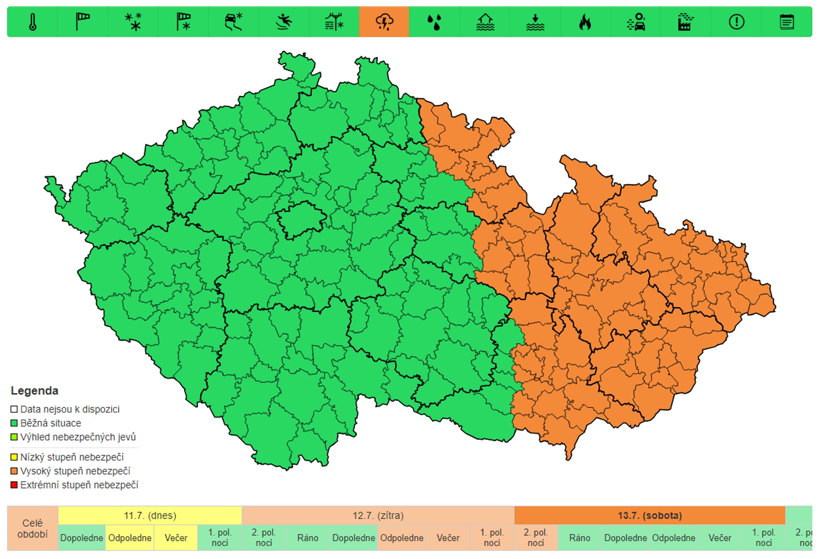 Výstraha před bouřkami, sobota - Výstraha před bouřkami (3/3)