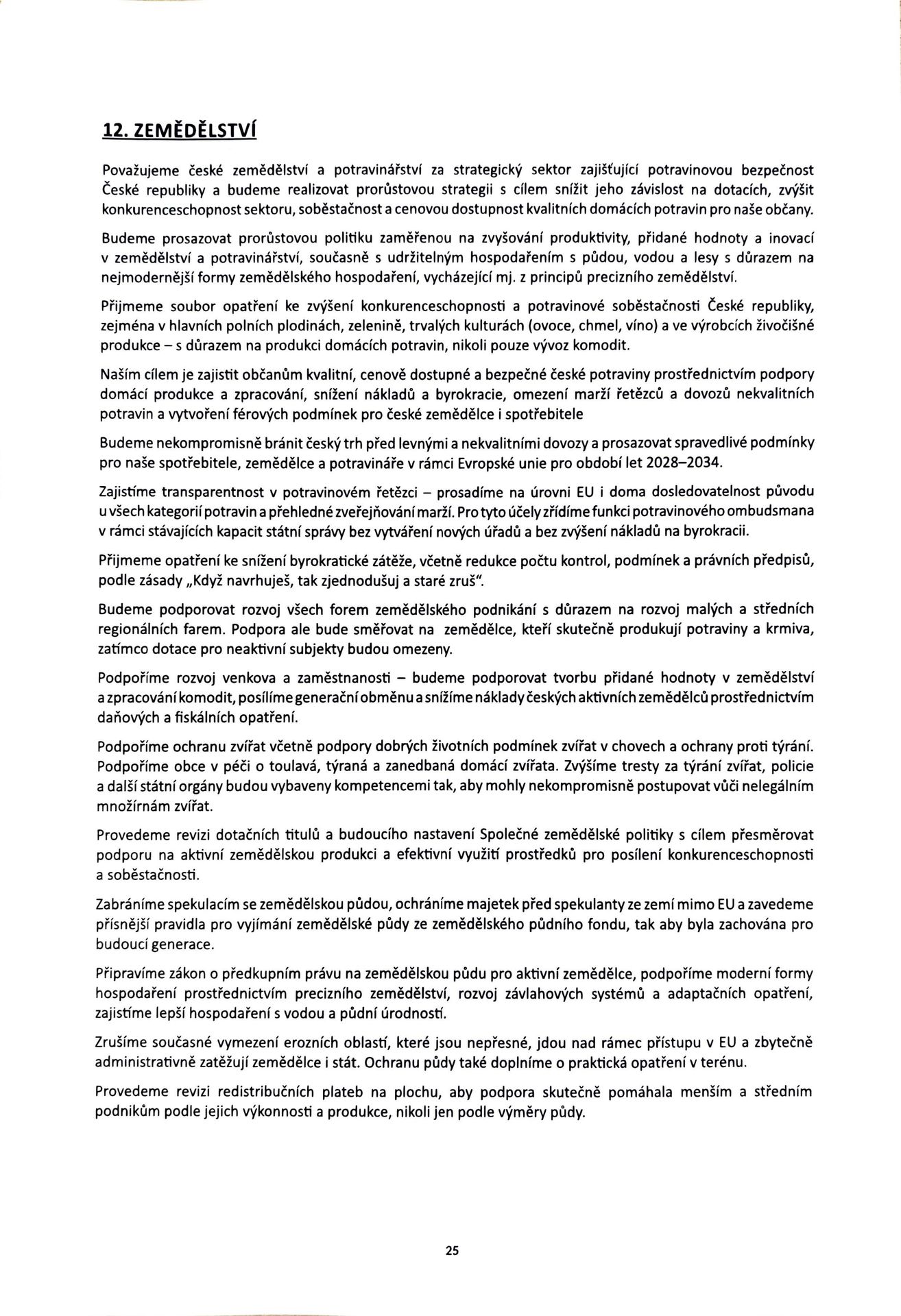Návrh programového prohlášení vlády ČR – listopad 2025 (25) - Návrh programového prohlášení vlády ČR – listopad 2025 (25/38)