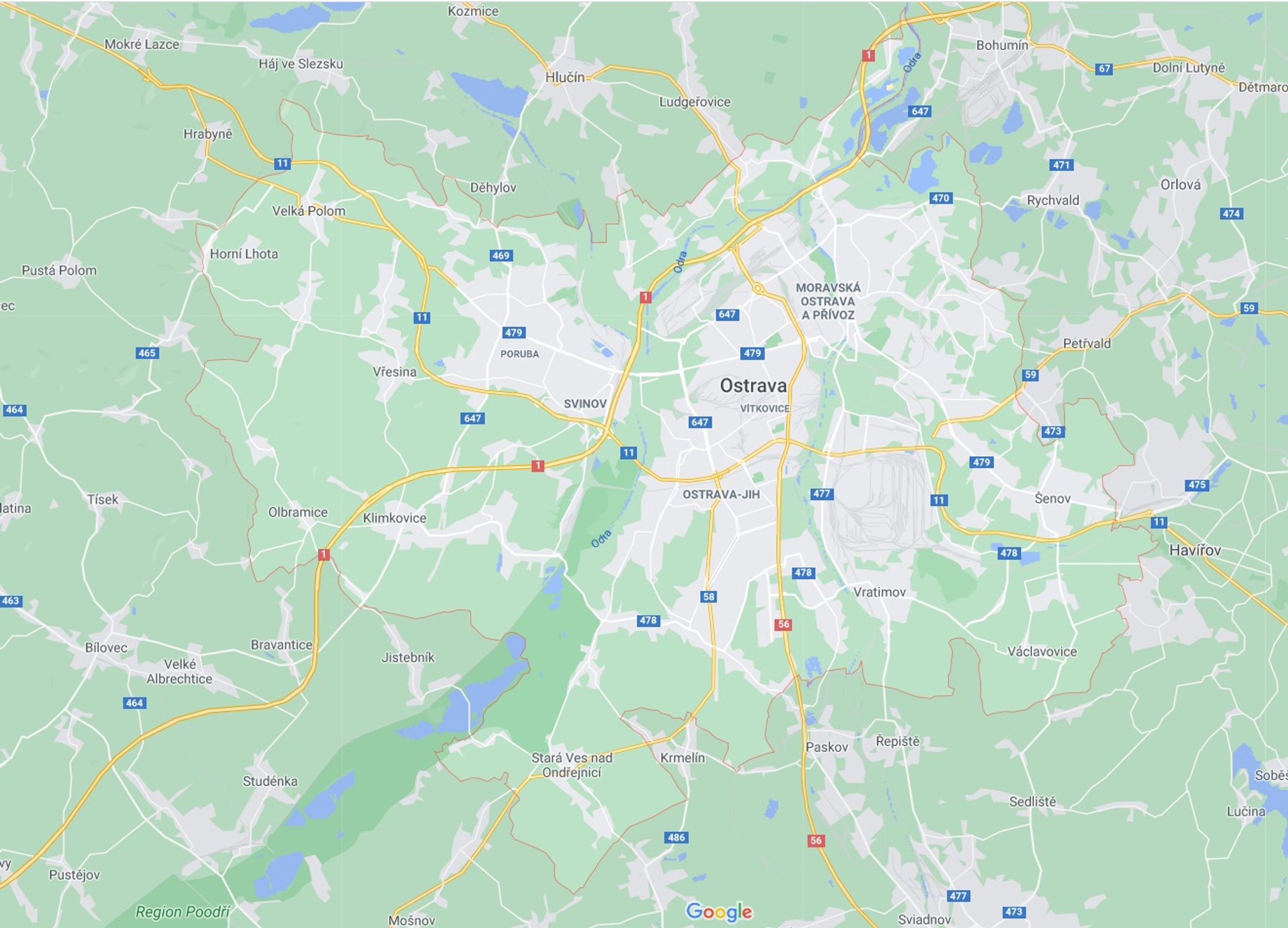 Moravskoslezský kraj - okres Ostrava - GALERIE: Mapy okresů v Moravskoslezském kraji (1/6)