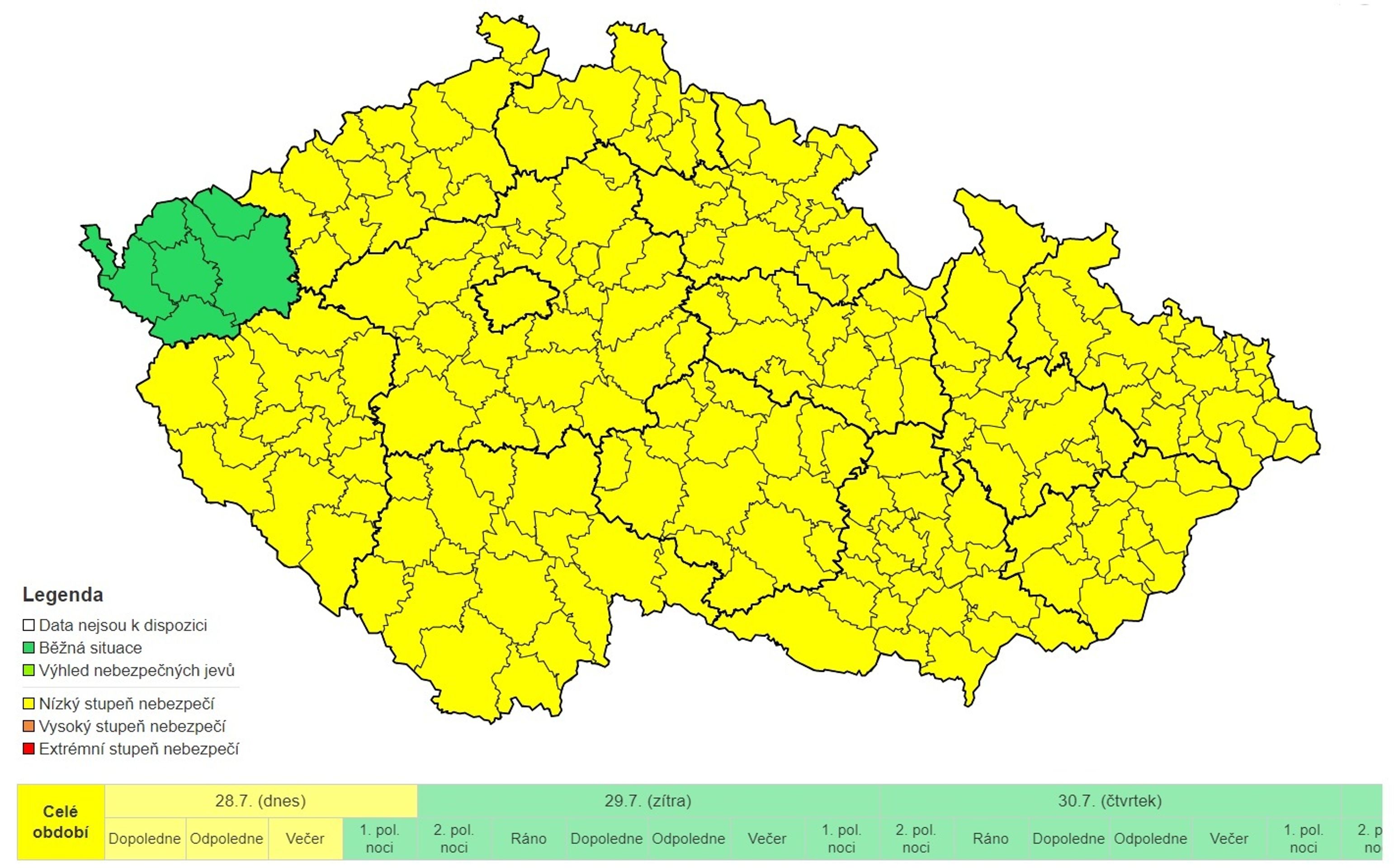 Výstraha před vysokými teplotami - 28. 7. - GALERIE: Výstrahy ČHMÚ (1/3)