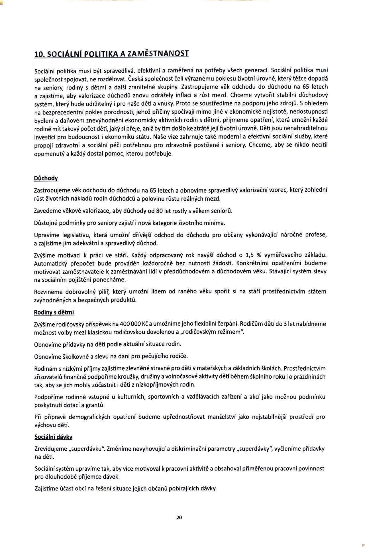 Návrh programového prohlášení vlády ČR – listopad 2025 (20) - Návrh programového prohlášení vlády ČR – listopad 2025 (20/38)