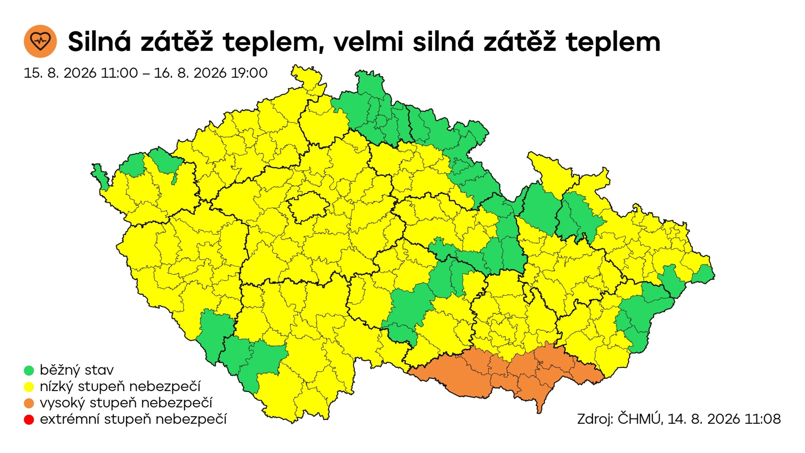 Výstraha ČHMÚ – Silná zátěž teplem, velmi silná zátěž teplem - Výstraha ČHMÚ (2/3)
