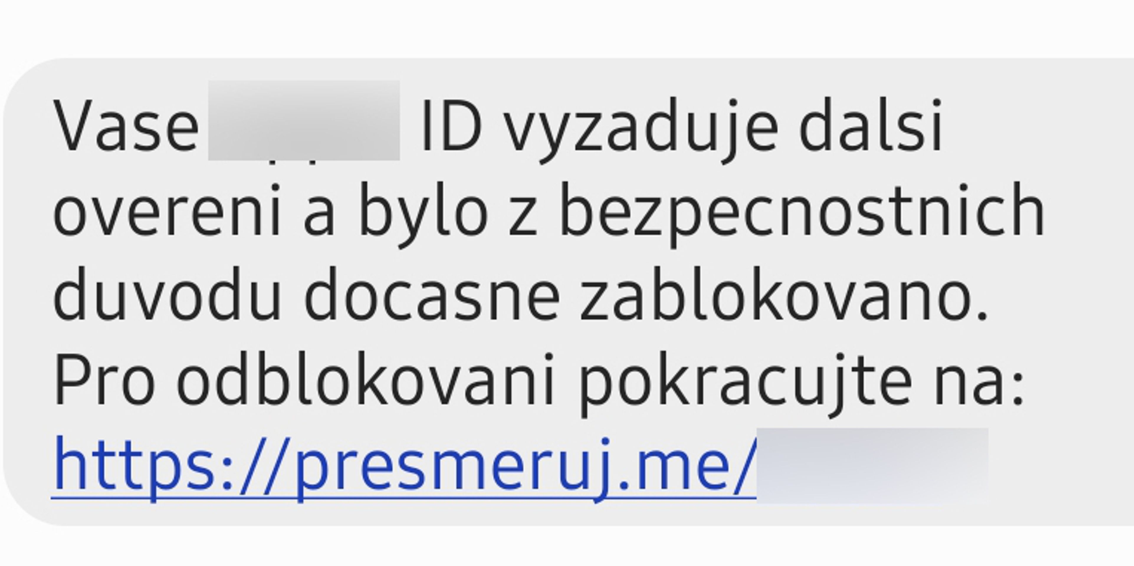 Podvodná SMS o zablokování účtu - GALERIE: Nová forma phishingu (1/3)