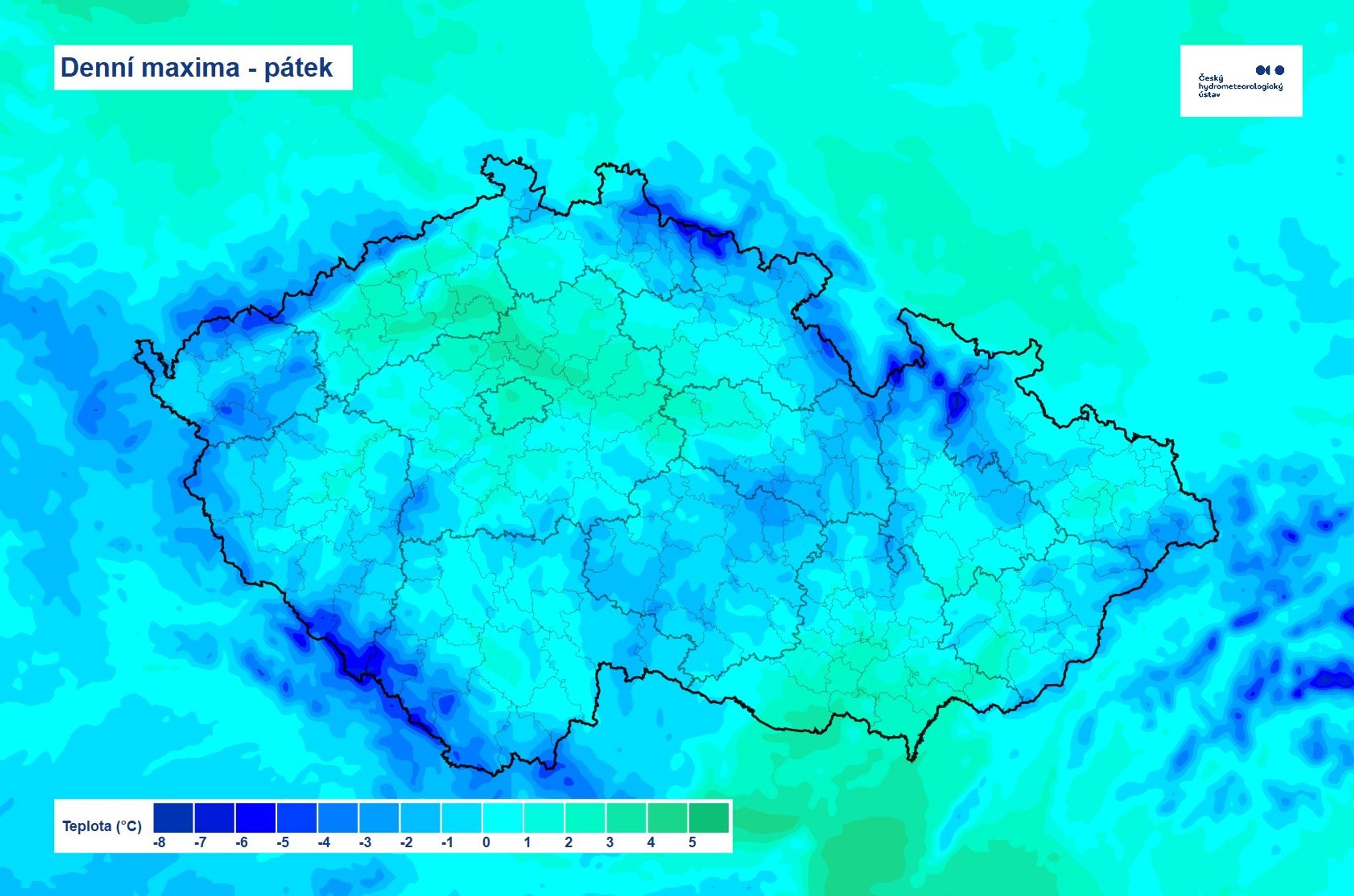 Denní maxima – pátek - Páteční předpověď (2/4)