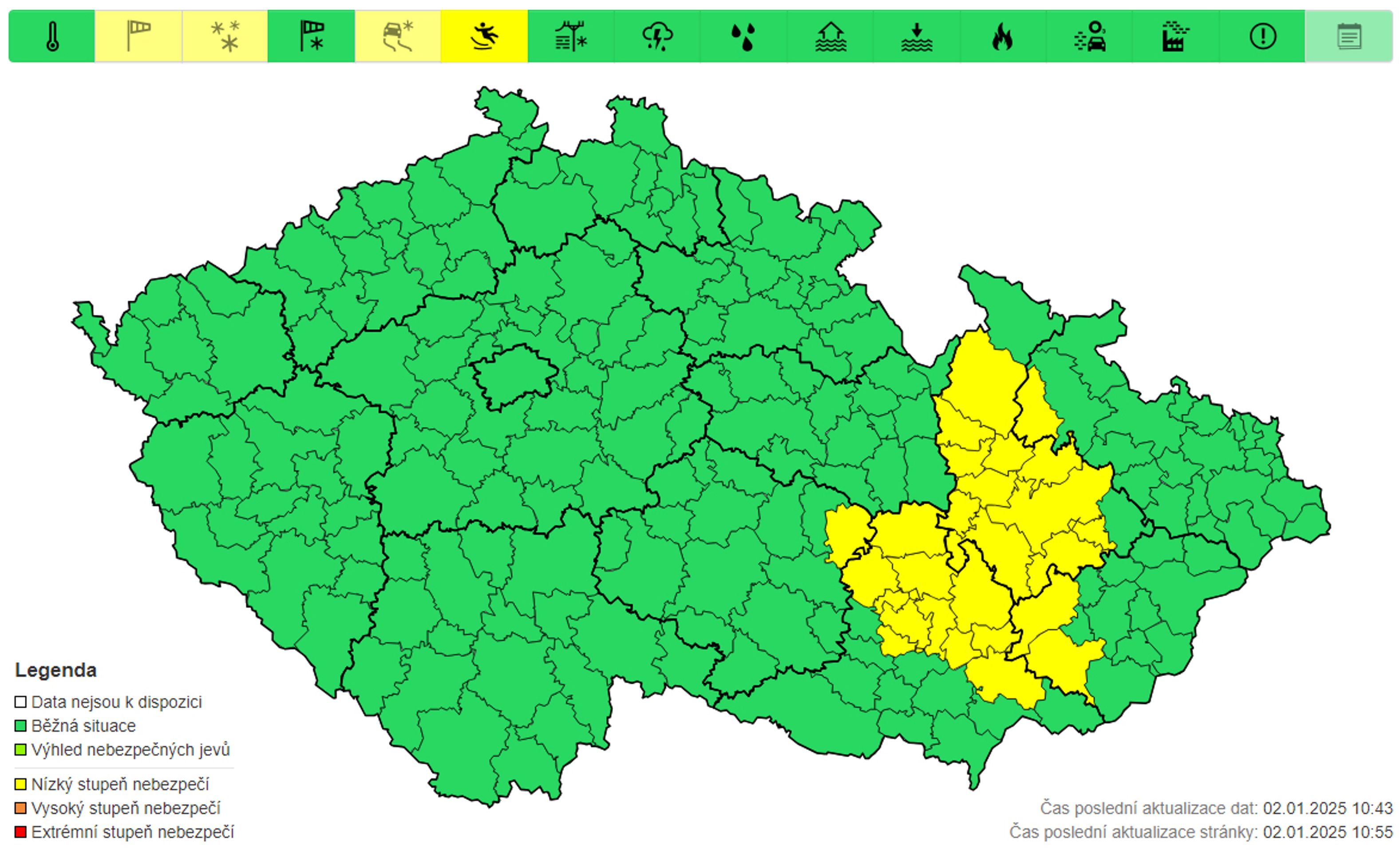 Výstraha před ledovkou, 2. 1. - Výstrahy na nejbližší dny (4/4)