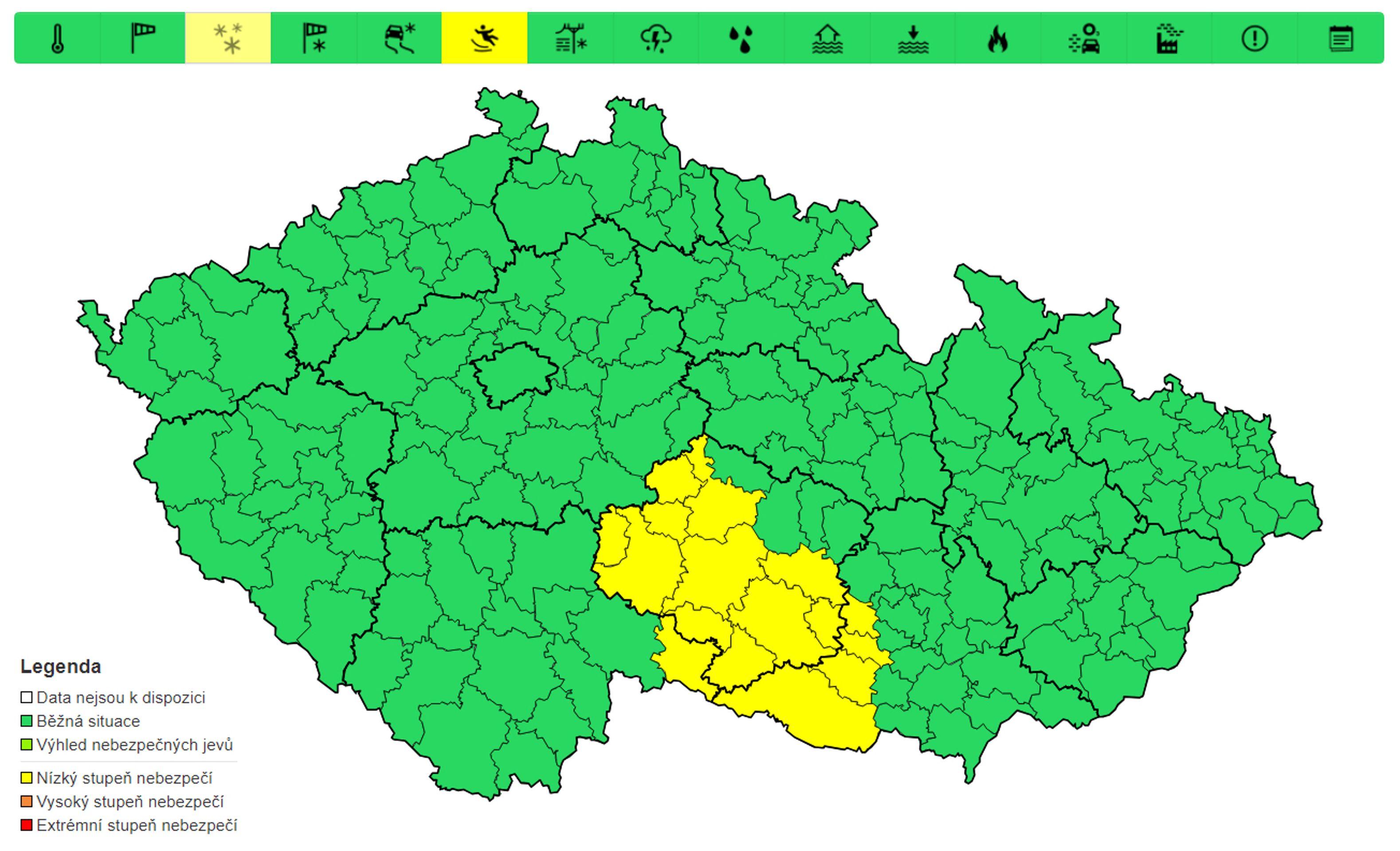 Výstraha před ledovkou, odpoledne 13. 2. - Výstrahy na nejbližší dny (4/4)