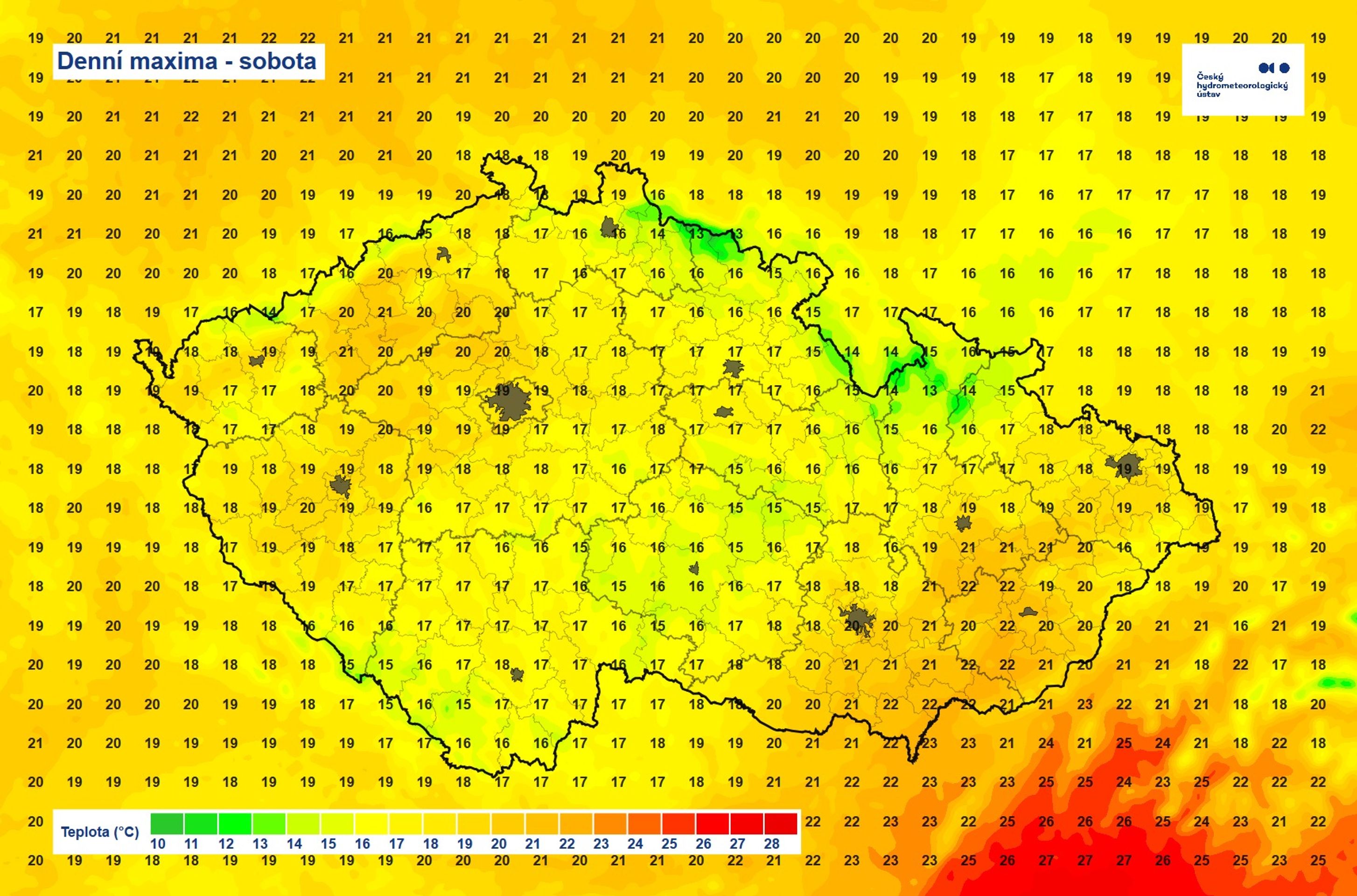 Denní maxima – sobota 13. 9. - Předpověď ČHMÚ na víkend (5/6)