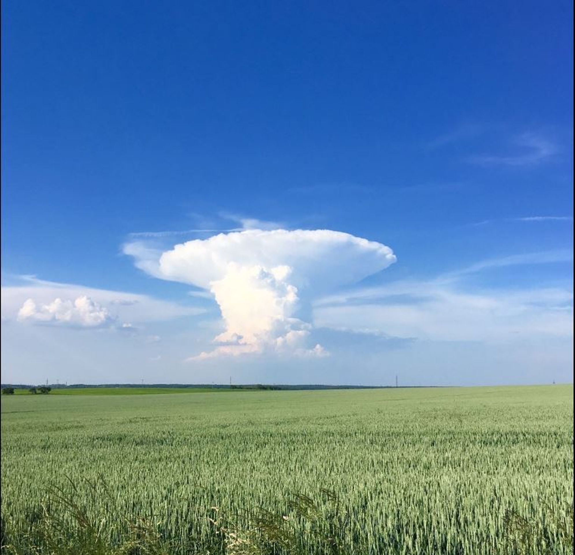 Podívný hřibovitý mrak nad Prahou - 1 - GALERIE: Zvláštně tvarovaný mrak nad Prahou (1/13)