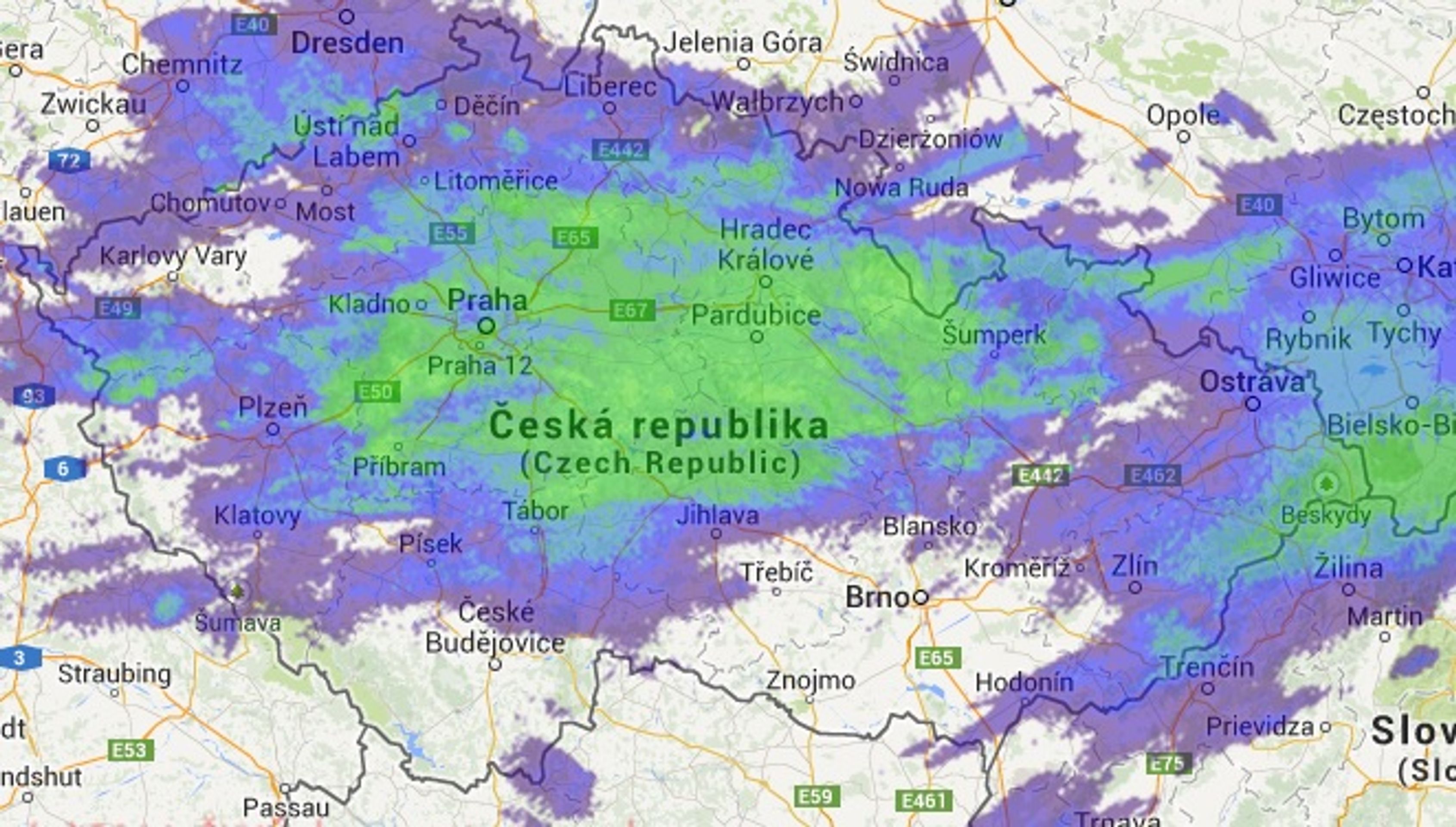 Mapa srážek - 15. 3. - 10.00 - GALERIE: Srážky - 15. 3. 2014 (2/2)