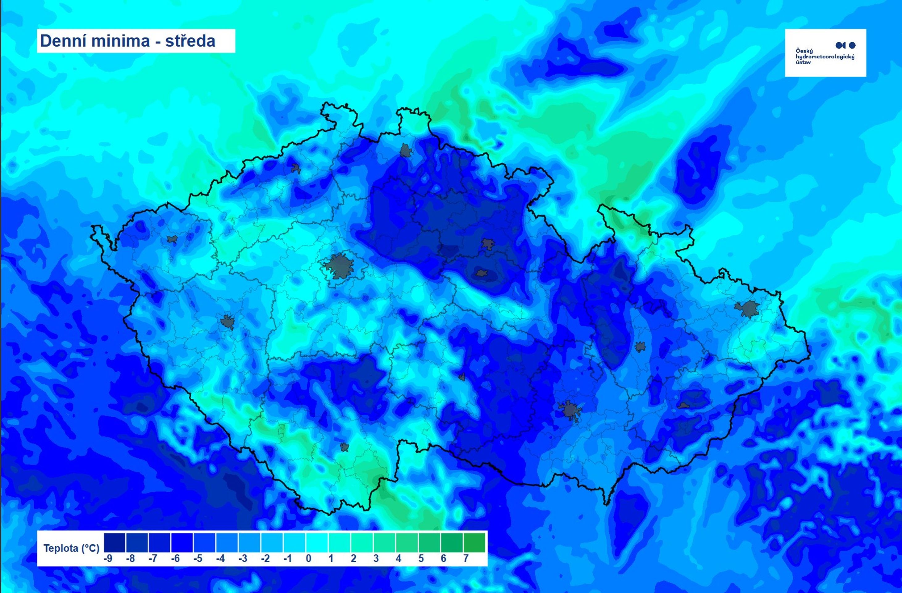 Denní minima – středa - Předpověď počasí (2/4)