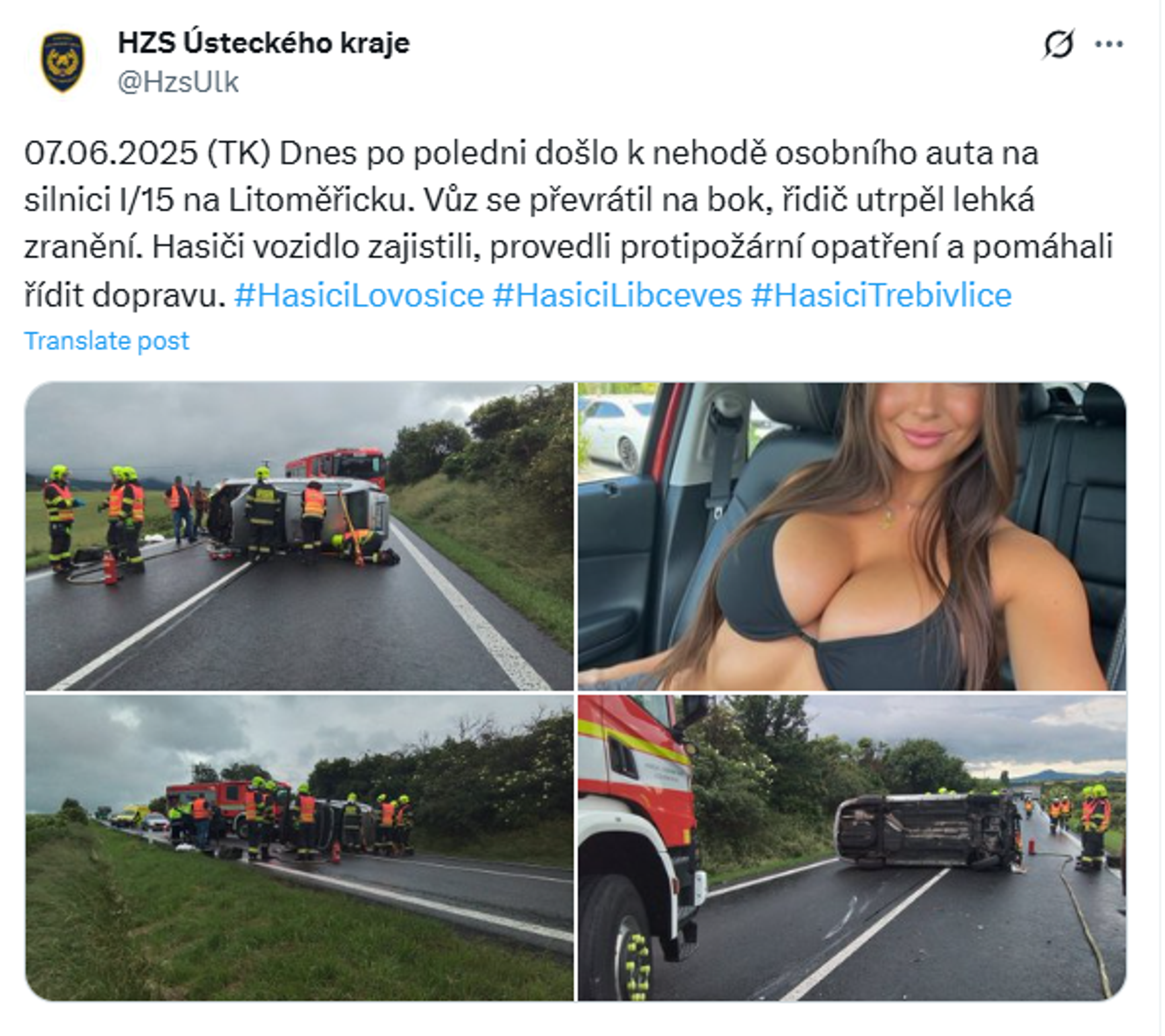 Hasiči omylem sdíleli obrázek ženy v podprsence - Hasiči omylem sdíleli obrázek ženy v podprsence (1/5)