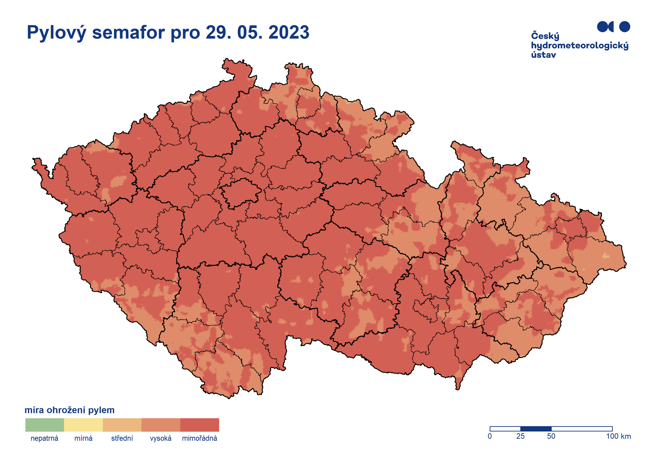 Pylový semafor pro 29. května 2023 - Pylový semafor a index aktivity klíštěte (1/6)