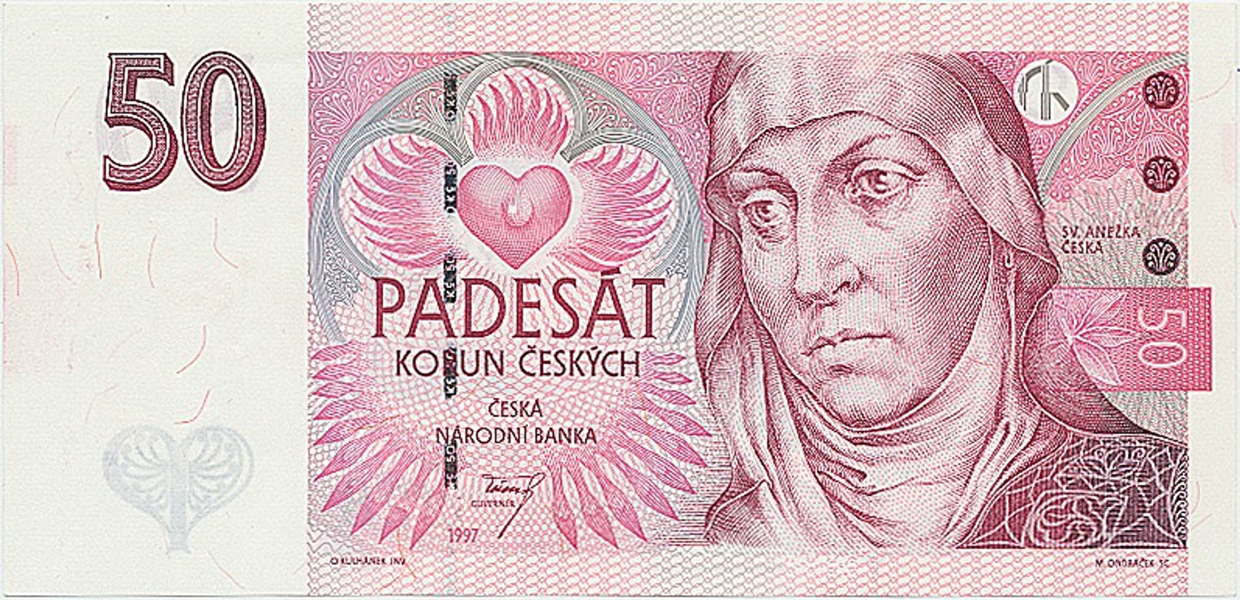 ČR, 50korunová bankovka, chybotisk, 1997, vyvolávací cena 4 000 Kč (2) - Aukce mincí a bankovek (4/20)