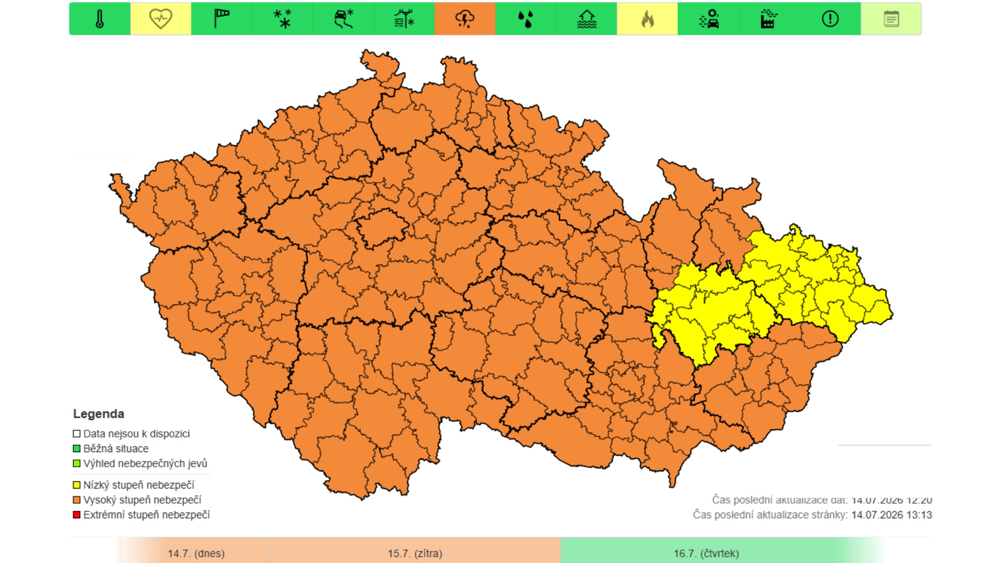 Výstraha ČHMÚ – Velmi silné bouřky - Výstrahy ČHMÚ (2/4)