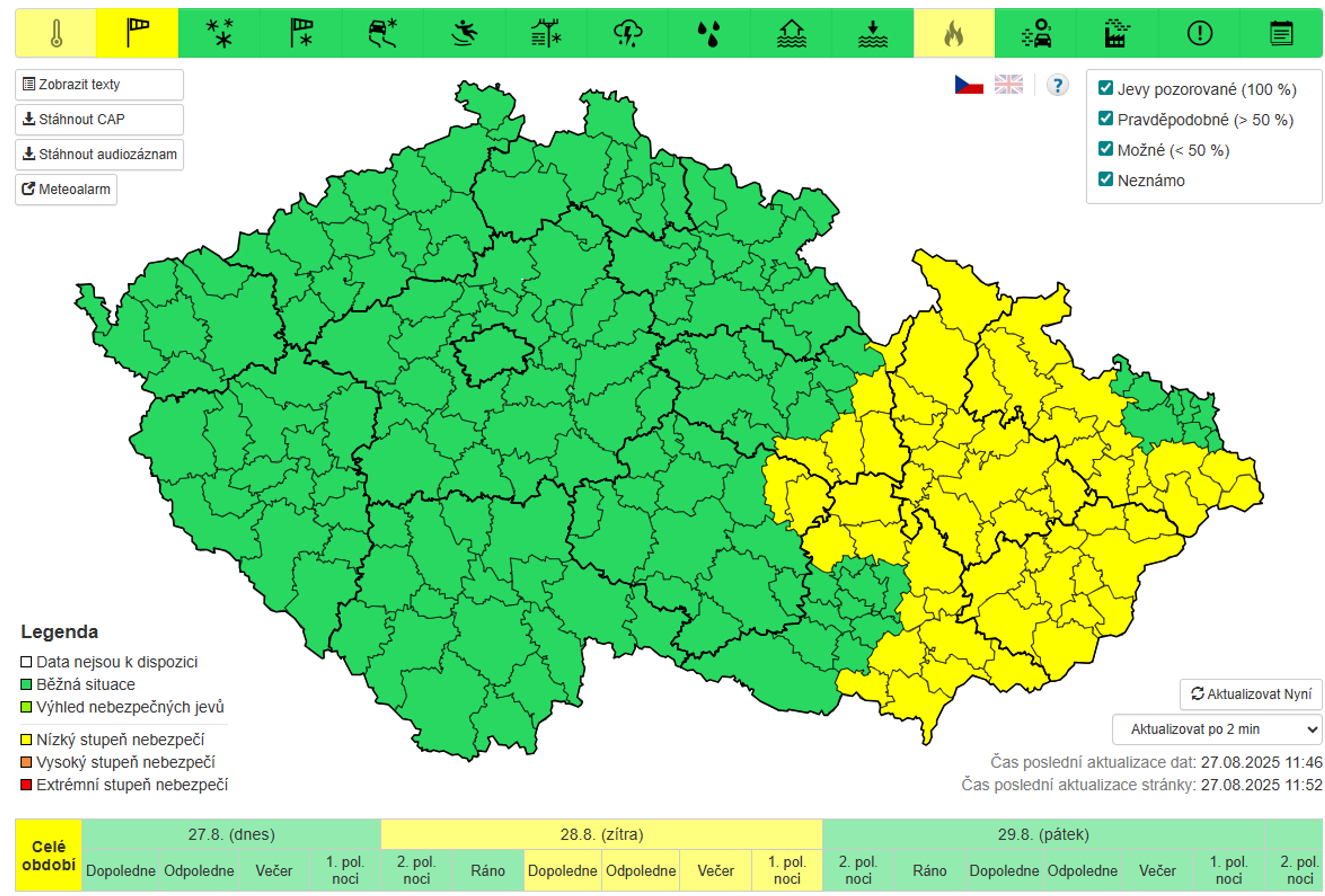 Výstraha před silným větrem - Výstraha ČHMÚ (2/3)