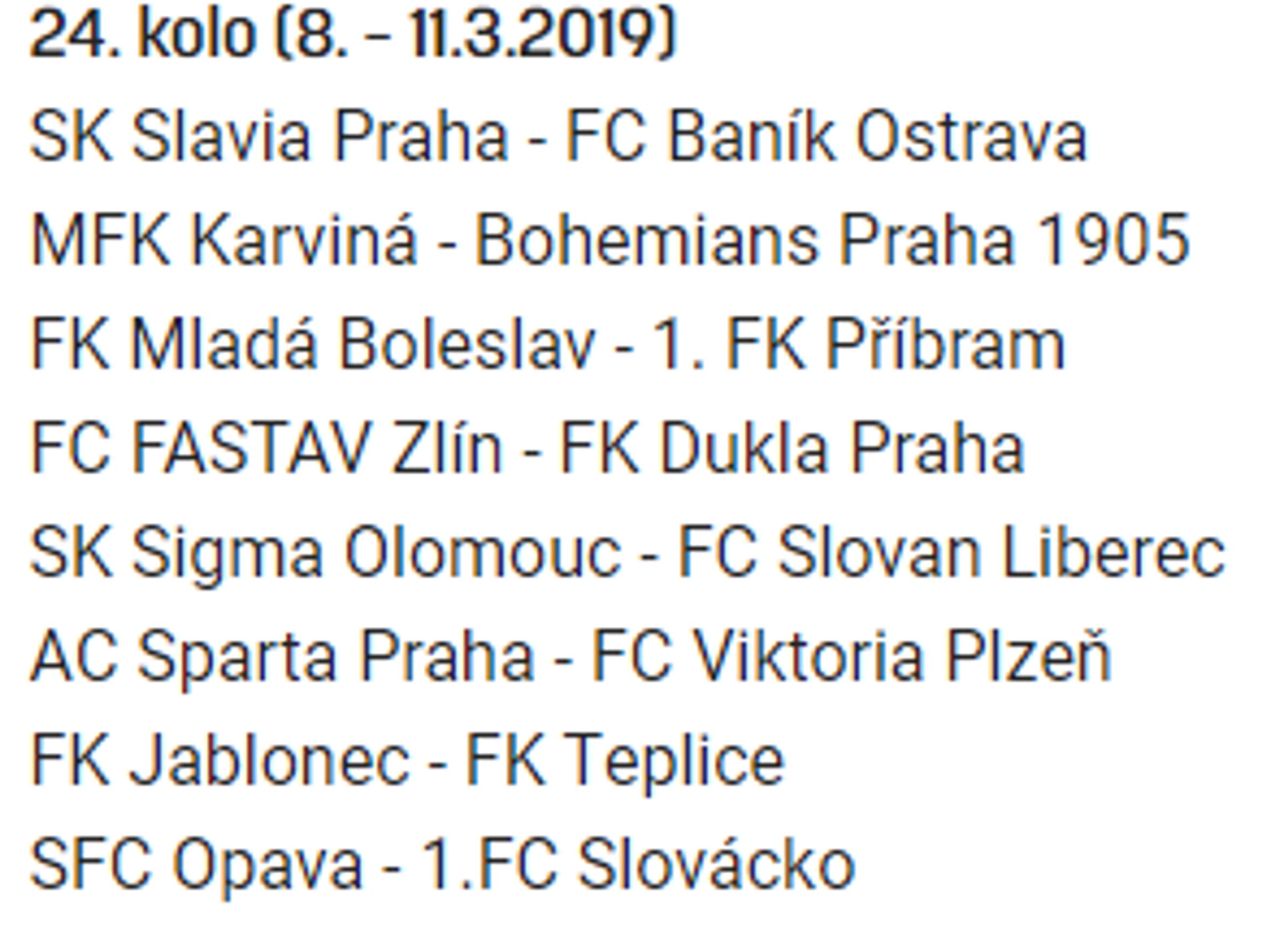 24. kolo - GALERIE: Přehled jednotlivých kol ročníku 2018/19 (24/30)