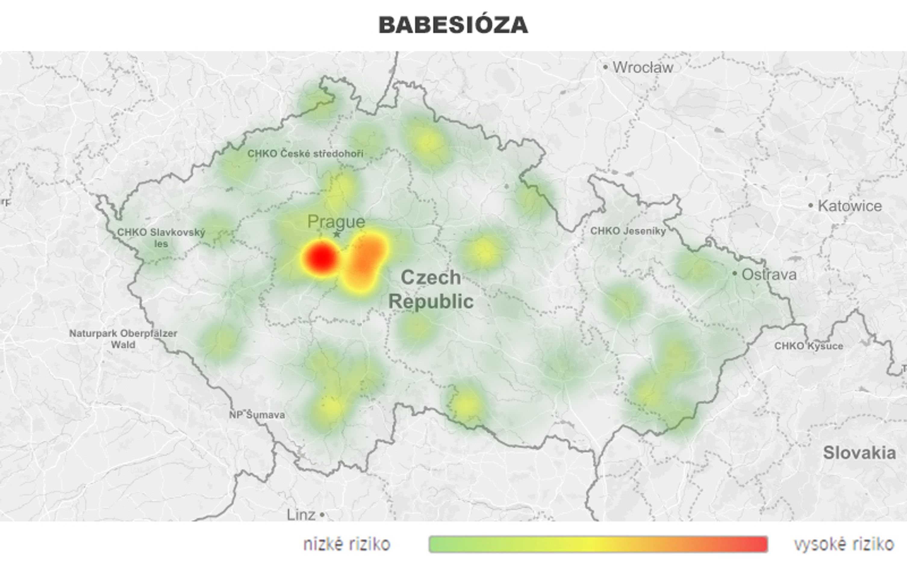 Mapa aktivity klíšťat na území České republiky - BABESIÓZA - GALERIE: Mapa aktivity klíšťat na území České republiky (7/7)