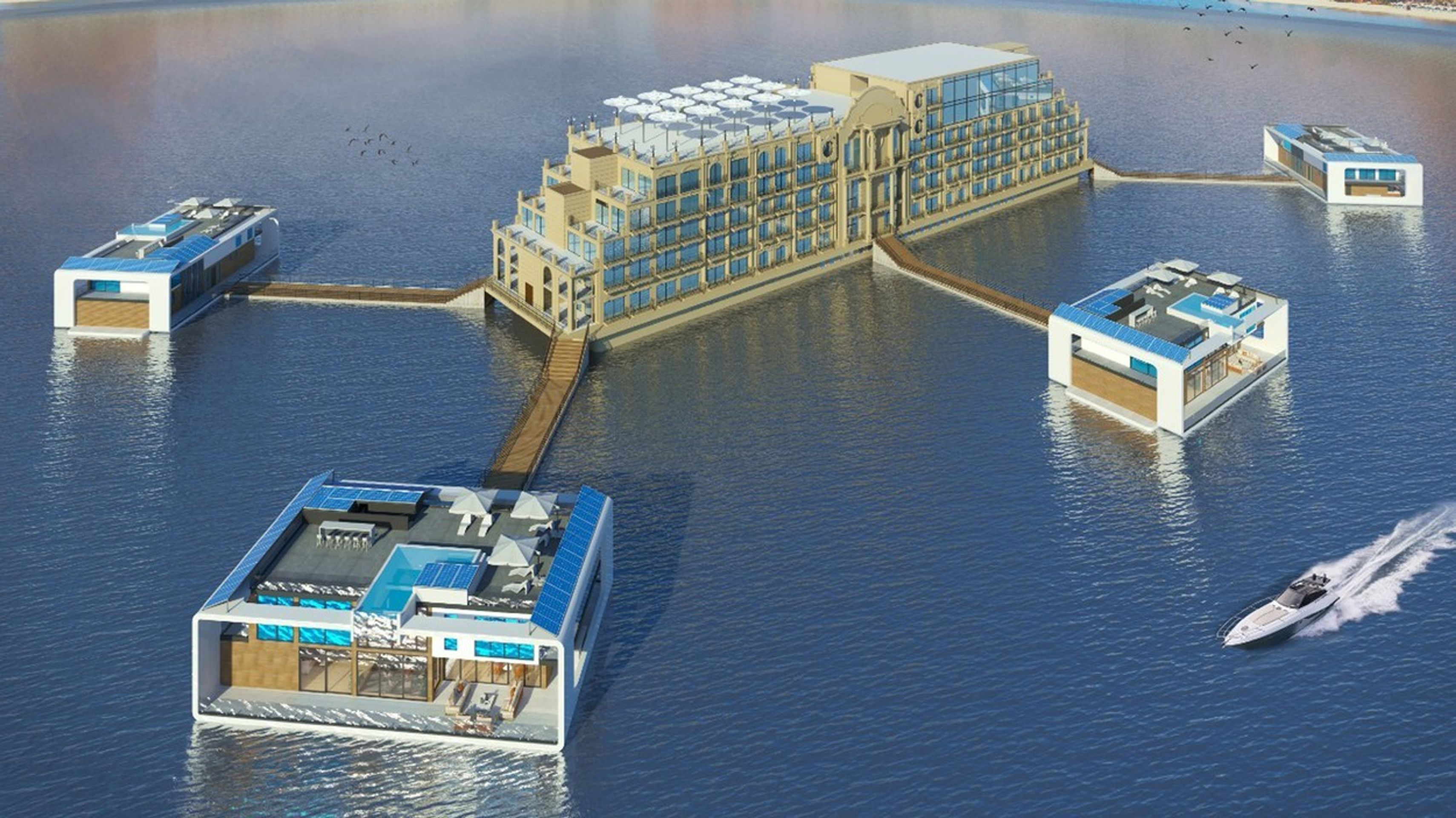 Neptun - hotel obklopený šesti plovoucími domy v Dubajském přístavu - 3 - GALERIE: Neptun - hotel obklopený šesti plovoucími domy v Dubajském přístavu (3/5)