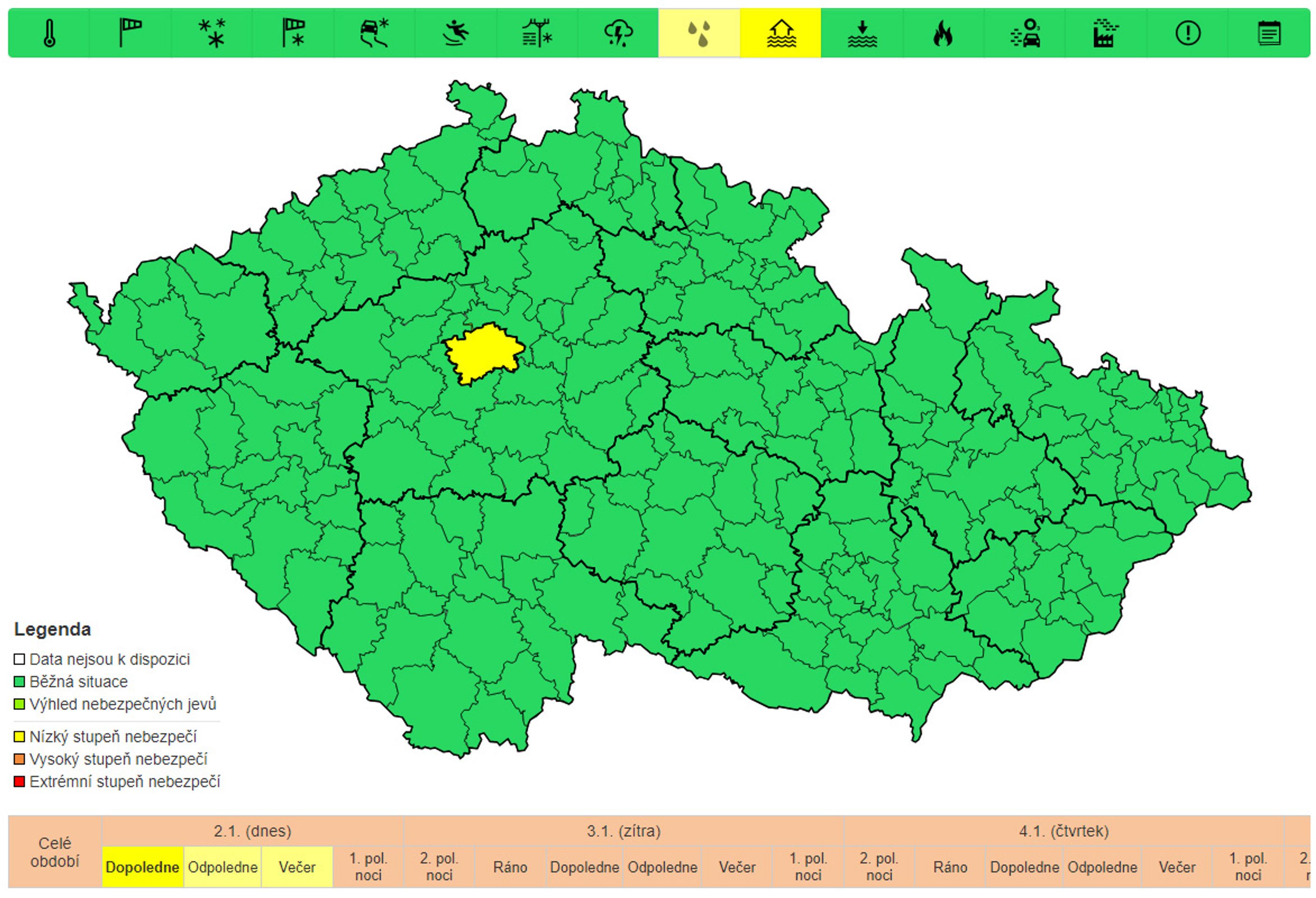 Výstraha na povodňové jevy, úterý během dne - Výstraha před povodněmi (1/4)