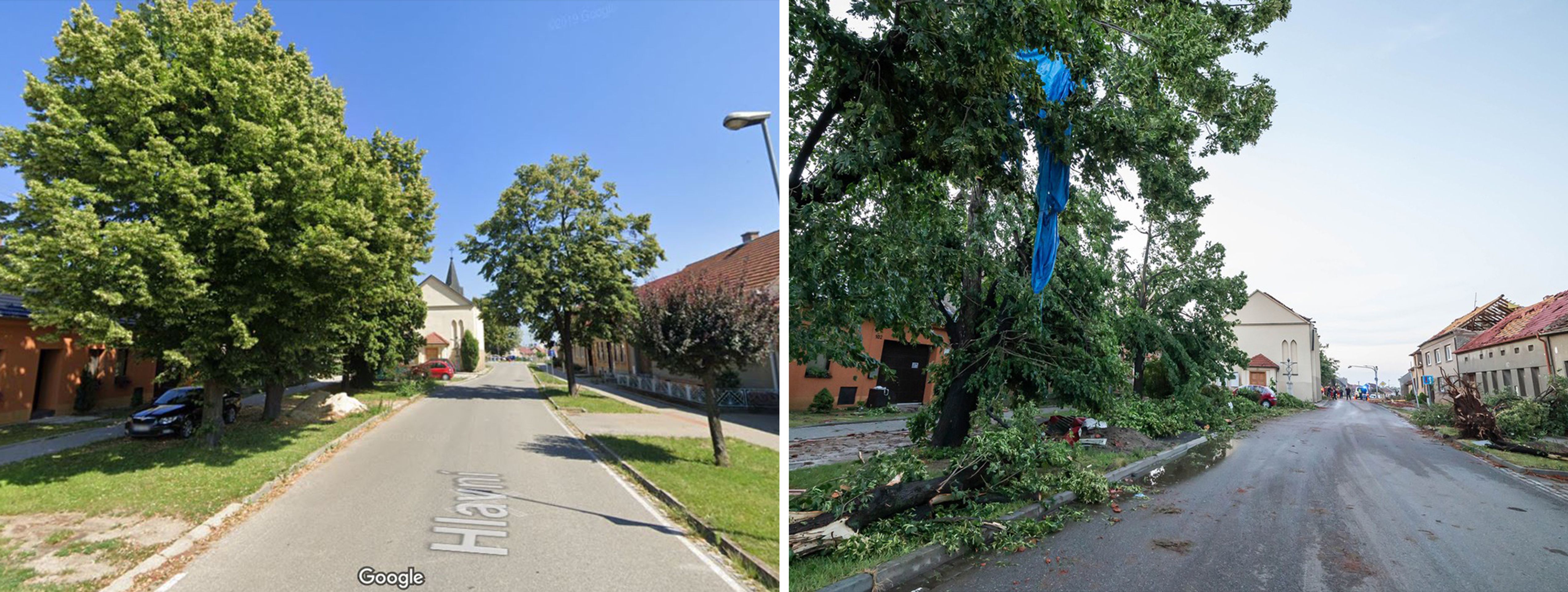 Srovnání - Tornádem zničená místa: Obec Hrušky - GALERIE: Srovnání - Tornádem zničená místa (13/13)