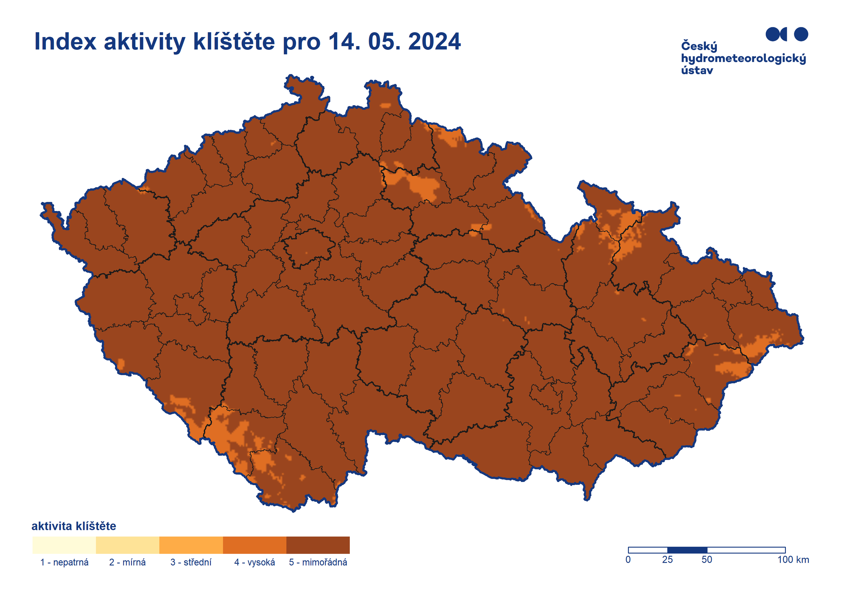 Index aktivity klíštěte, 14. 5. 2024 - Index aktivity klíštěte (1/3)