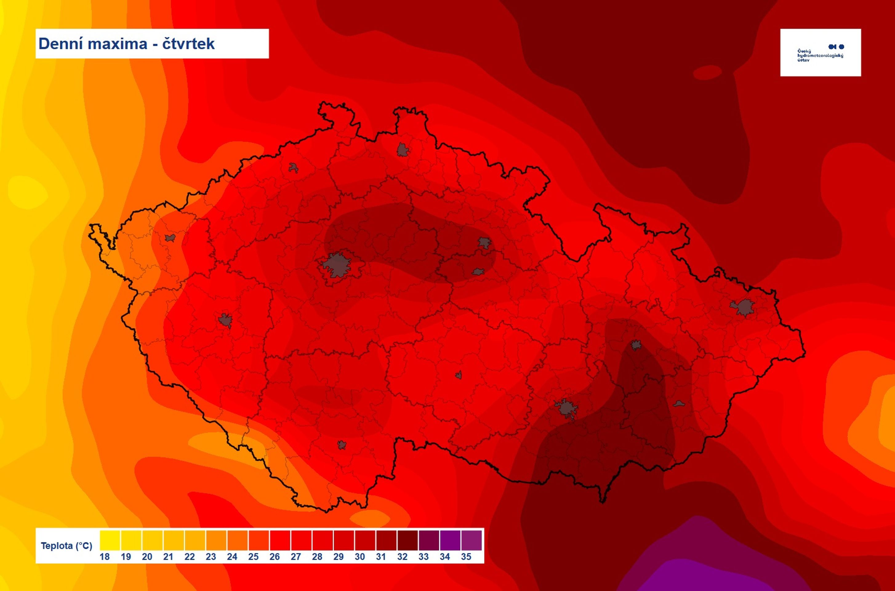 Mapa počasí - Mapa počasí - 28. 8. 2025 (2/3)