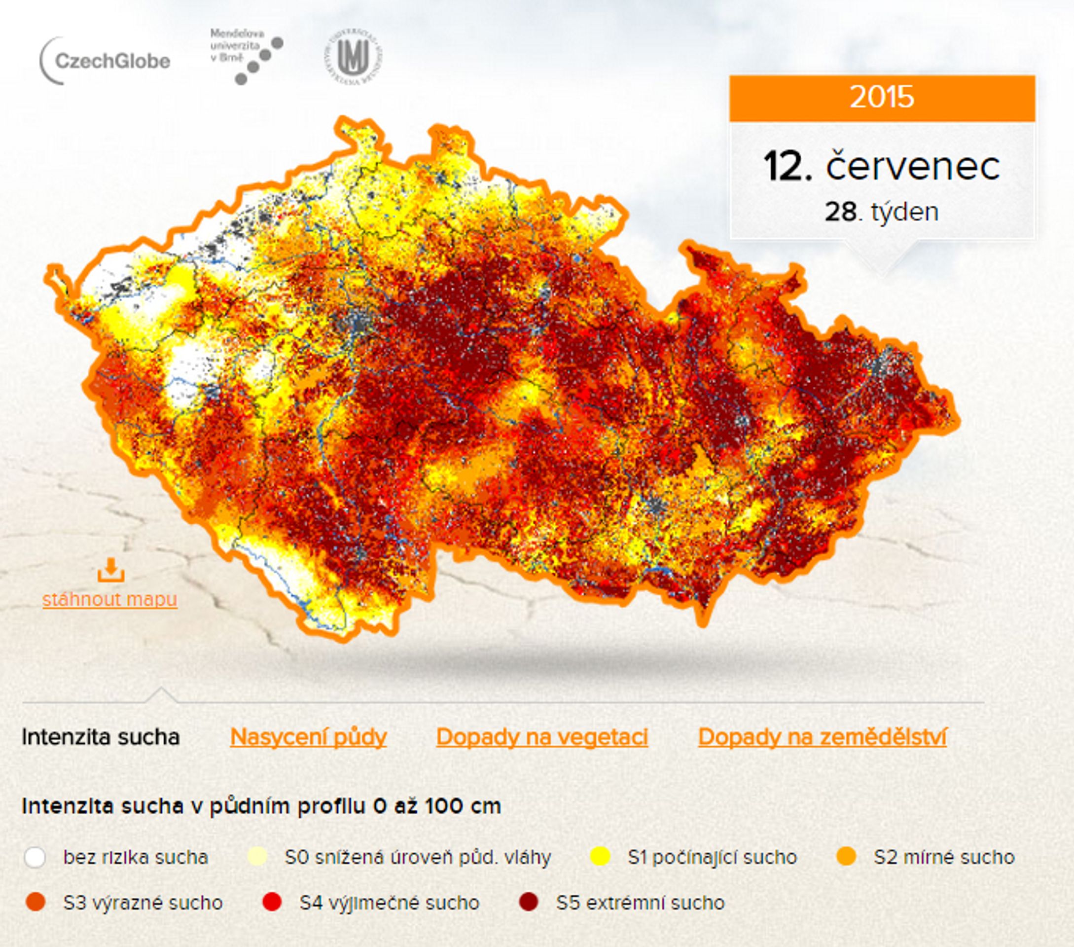 Mapa - Aktuální stav sucha v České republice - 12. červenec - GALERIE: Aktuální stav sucha v České republice (7/7)