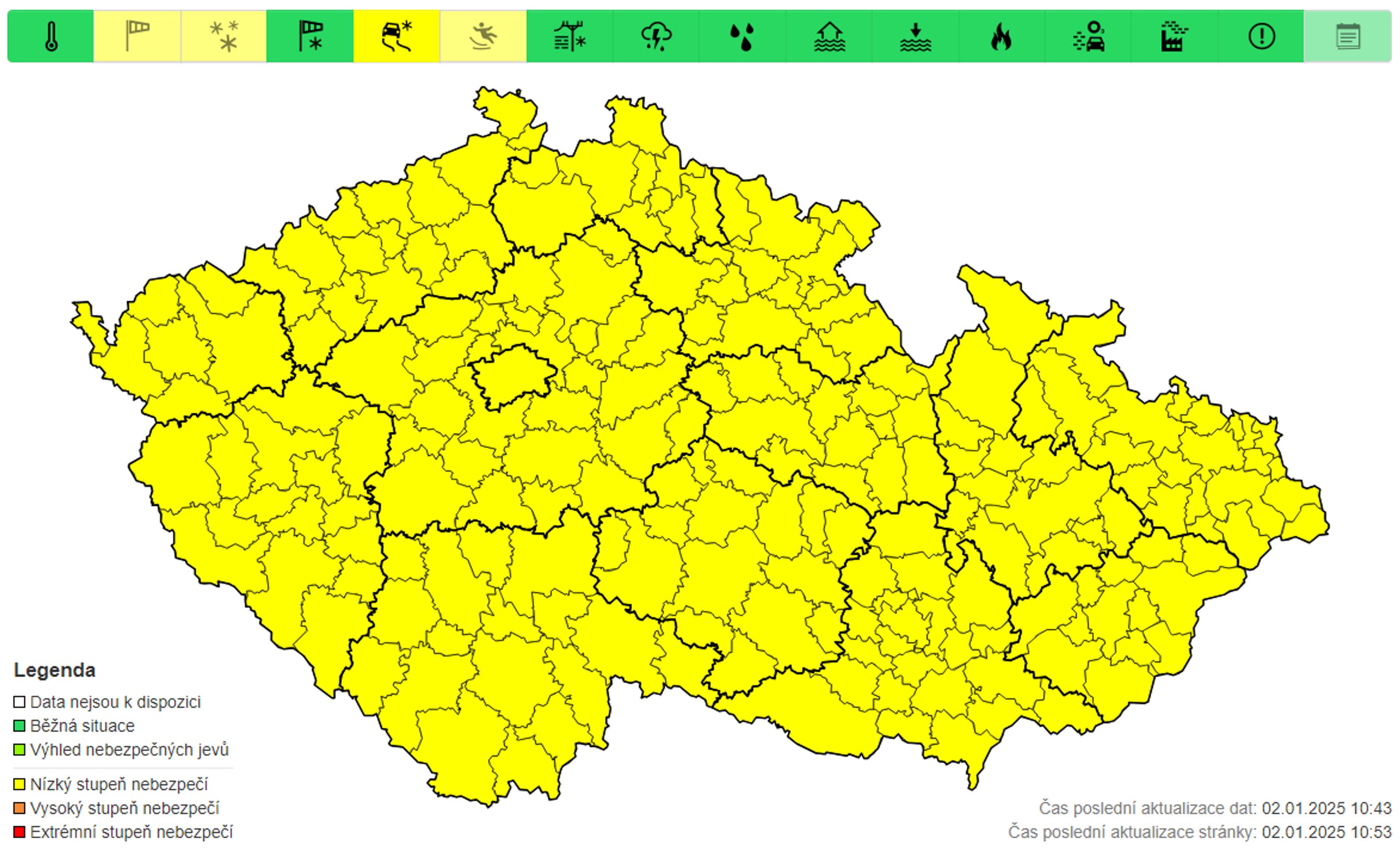 Výstraha před náledím, 2. 1., 3. 1. - Výstrahy na nejbližší dny (3/4)