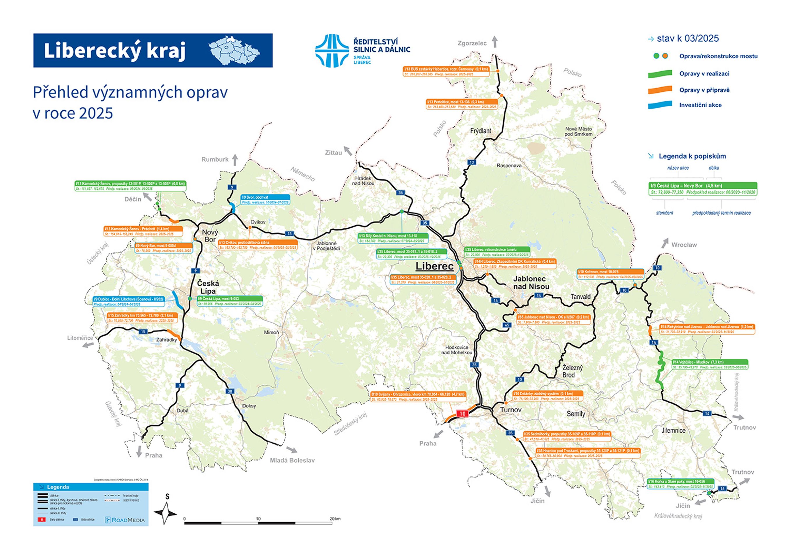 Liberecký kraj - mapa oprav - Mapy oprav a výstavby (12/26)