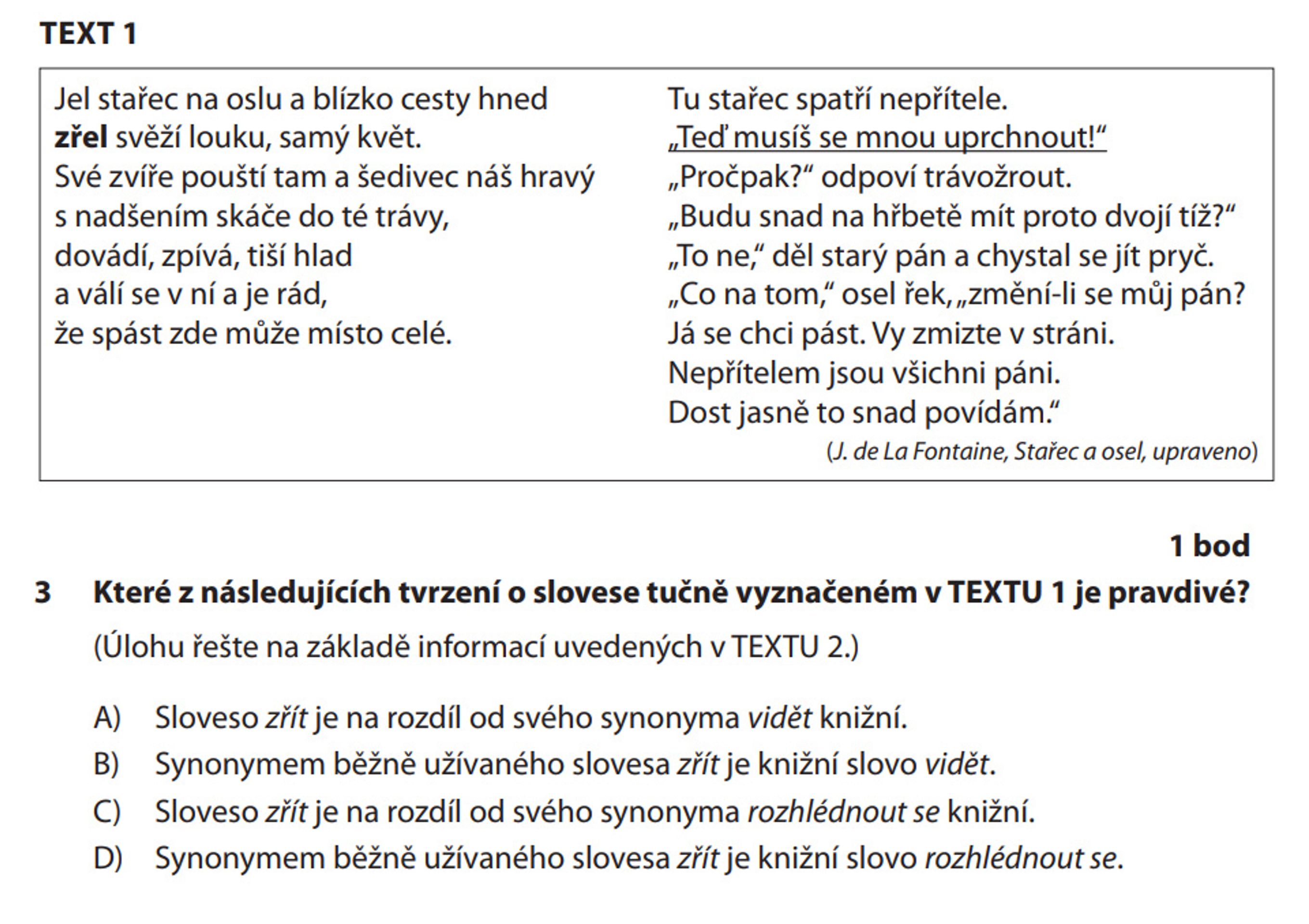 čj-1 - Přijímací zkoušky na víceletá gymnázia z Českého jazyka (1/5)