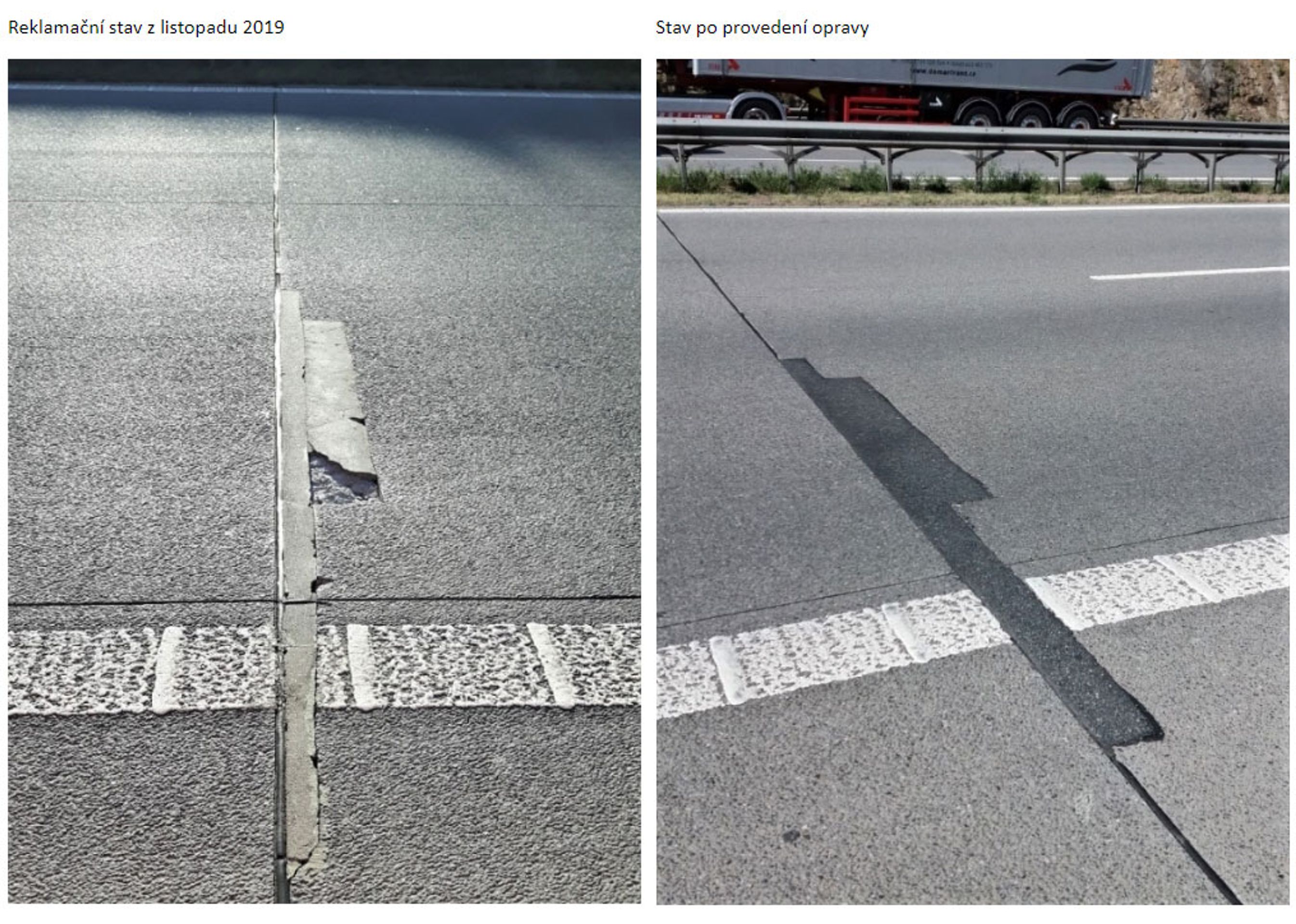 Poškozená vysprávka příčné spáry vozovky EXIT 41 - Problematická místa na D1 (8/10)