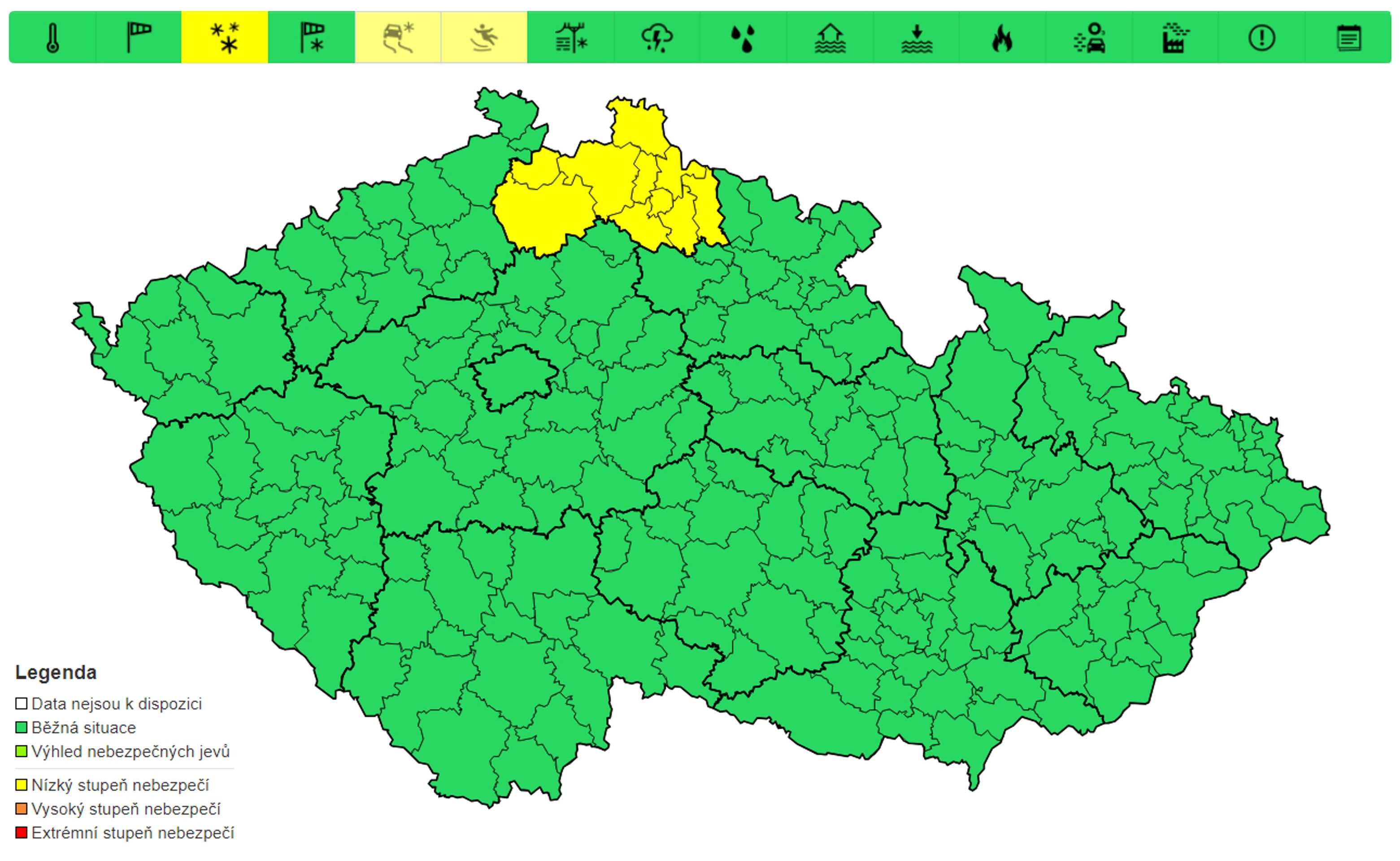 Výstraha před sněhem, 13. 2. 2025 - Výstrahy na nejbližší dny (1/3)