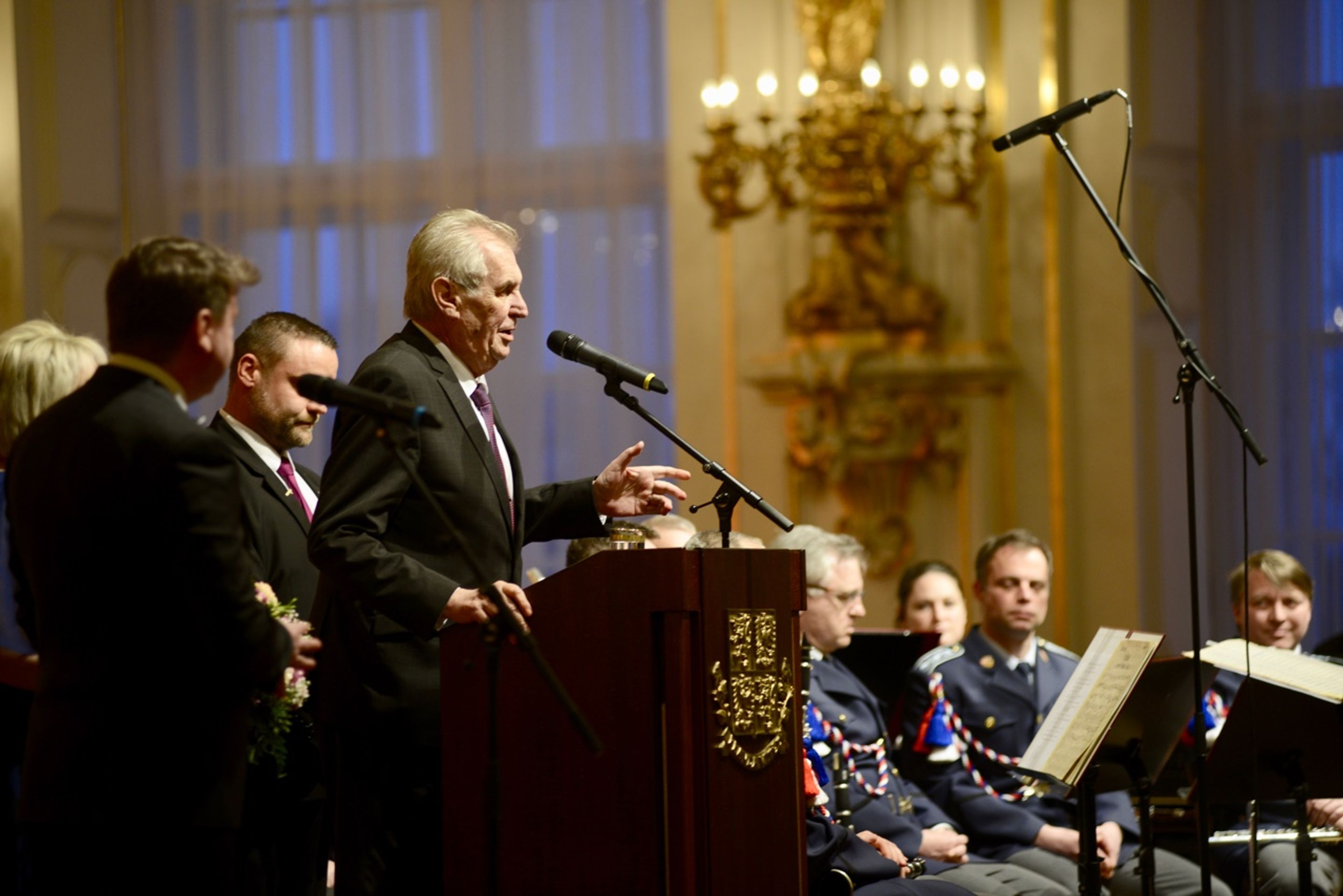 Miloš Zeman při projevu na Pražském hradě - GALERIE: Večírek a koncert na Pražském hradě (7/7)