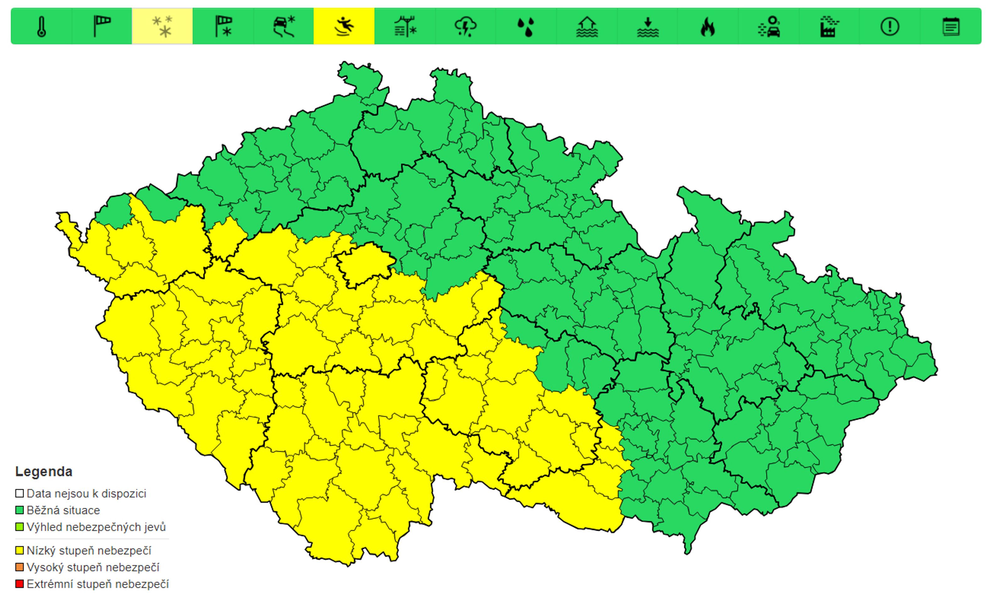 Výstraha před ledovkou, večer 12. 2. až dopoledne 13. 2. - Výstrahy na nejbližší dny (3/4)