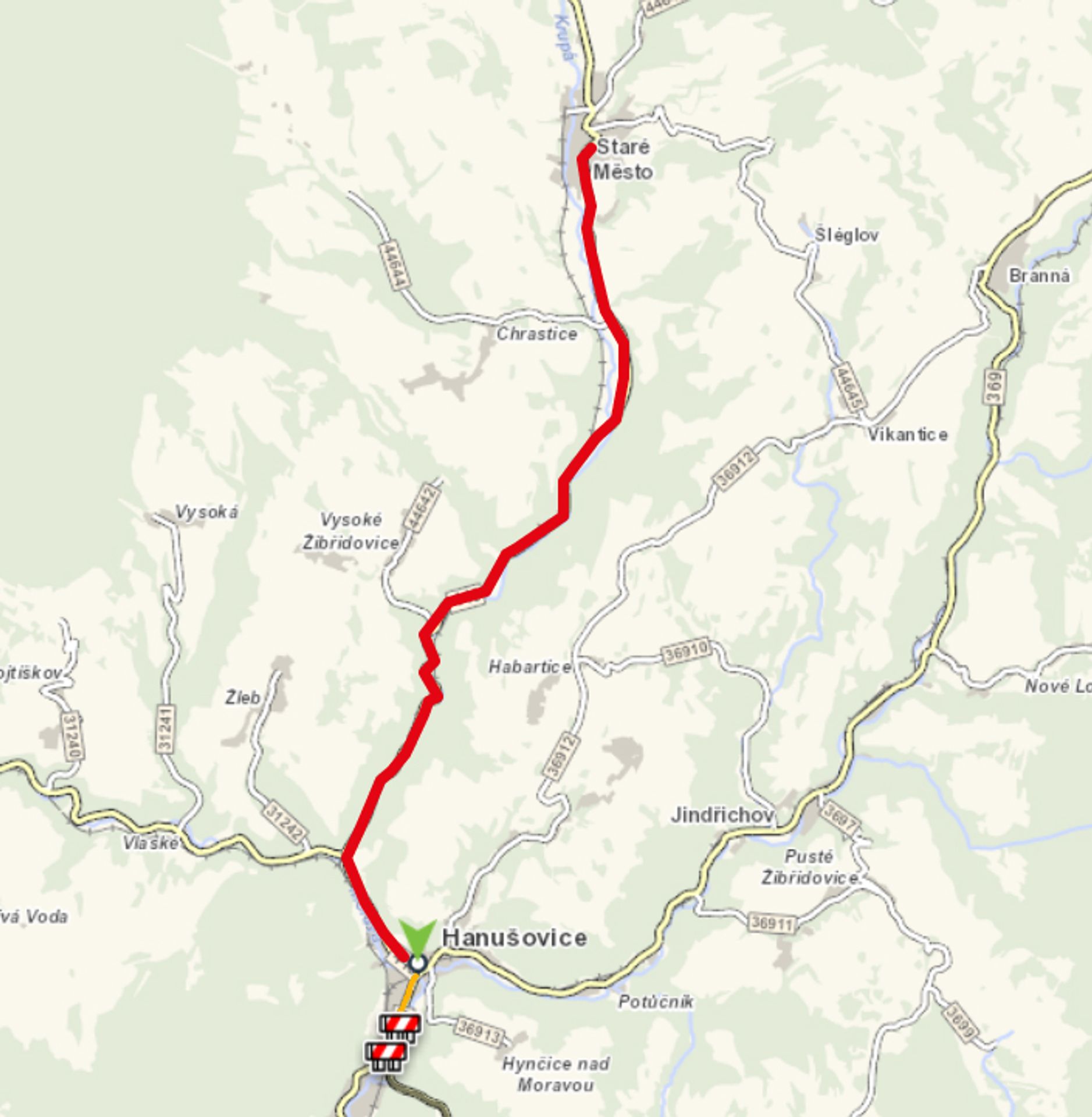 Hanušovice - Staré Město - Zablokované silnice a železnice (12/17)