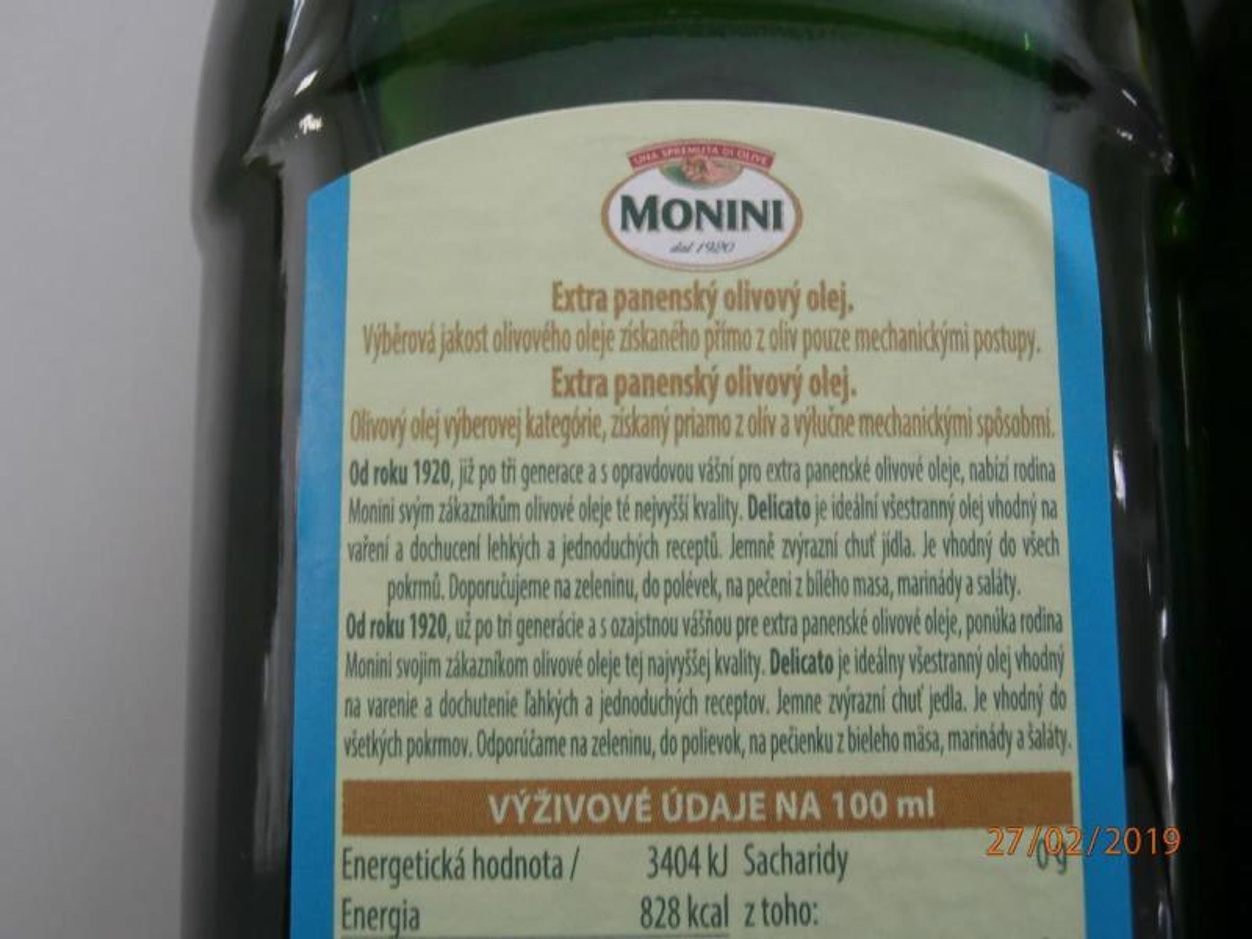 Kontroly olivových olejů - Extra panenský olivový olej Monini Delicato - GALERIE: Kontroly olivových olejů (6/18)