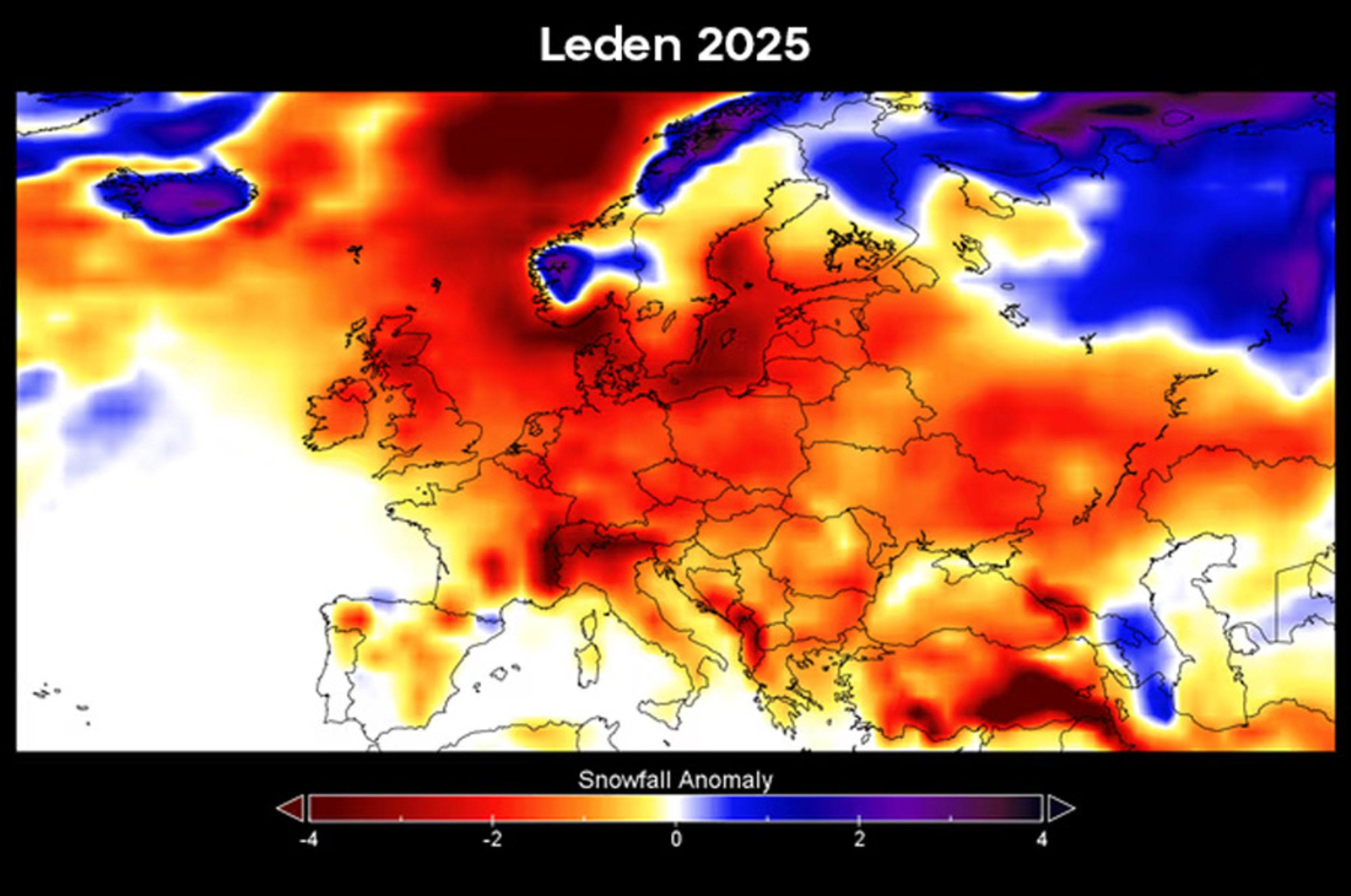Předpověď sněhových srážek - leden 2025 - Předpověď sněhových srážek na zimu 2024/2025 (2/3)