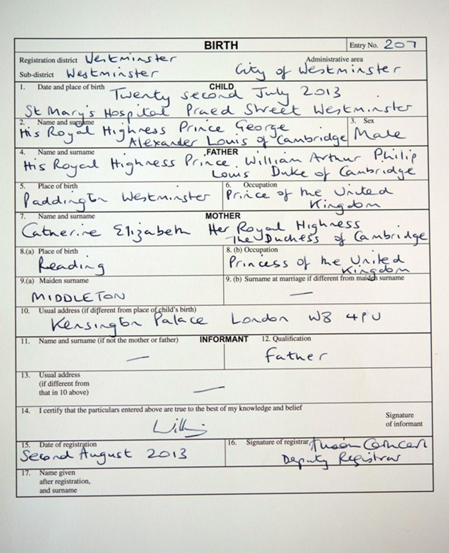 Rodný list prince George - 1 - GALERIE: Rodný list prince George (6/6)