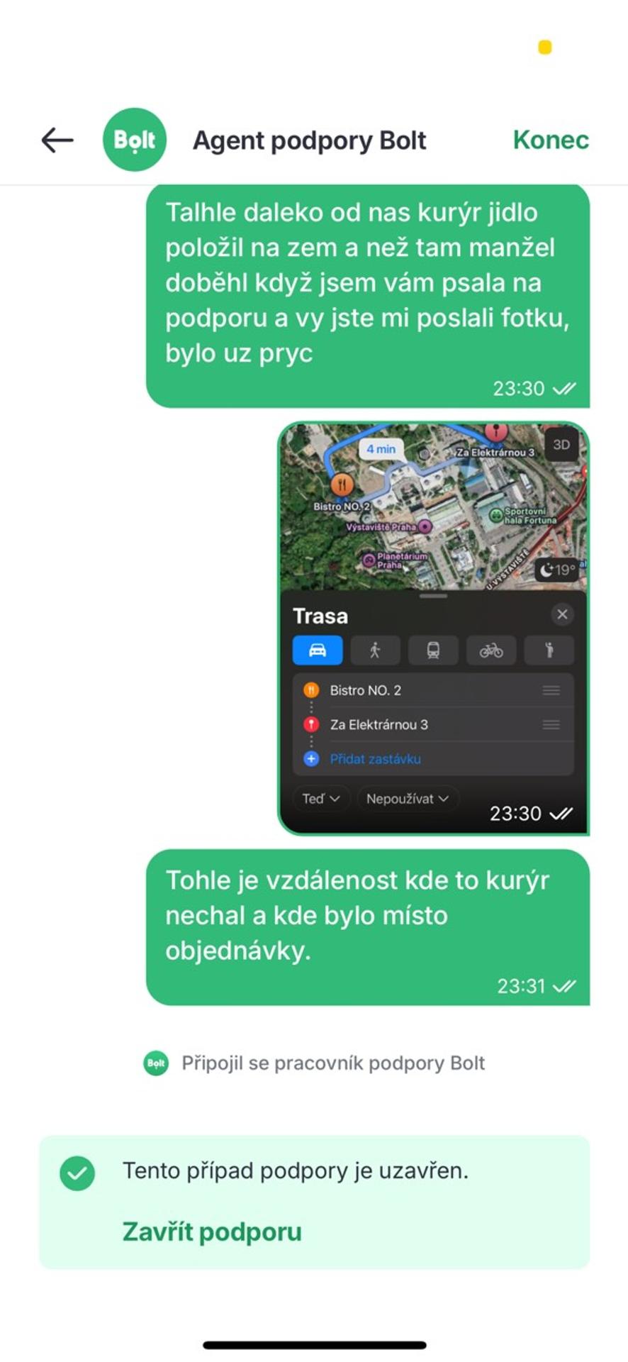 Obrázek 10 - Komunikace se službou Bolt (10/10)