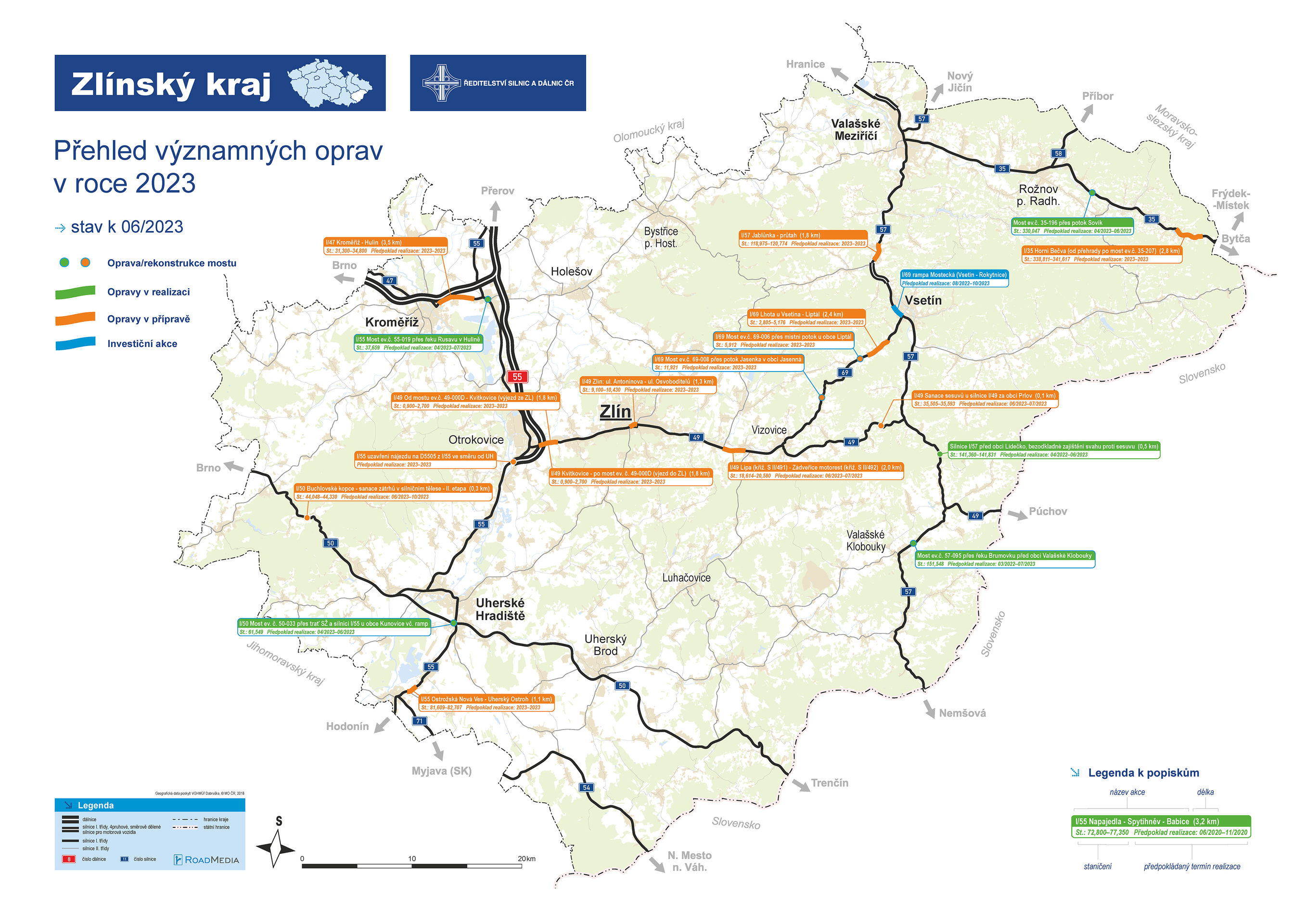 Mapa oprav Zlínský kraj - Mapa oprav v roce 2023 (14/14)