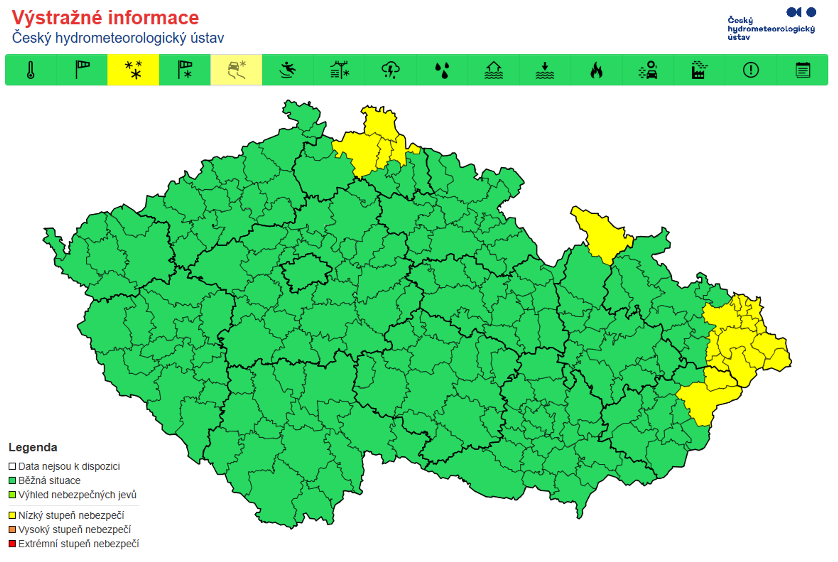 Výstraha před novou sněhovou pokrývkou - Výstražné informace (3/3)