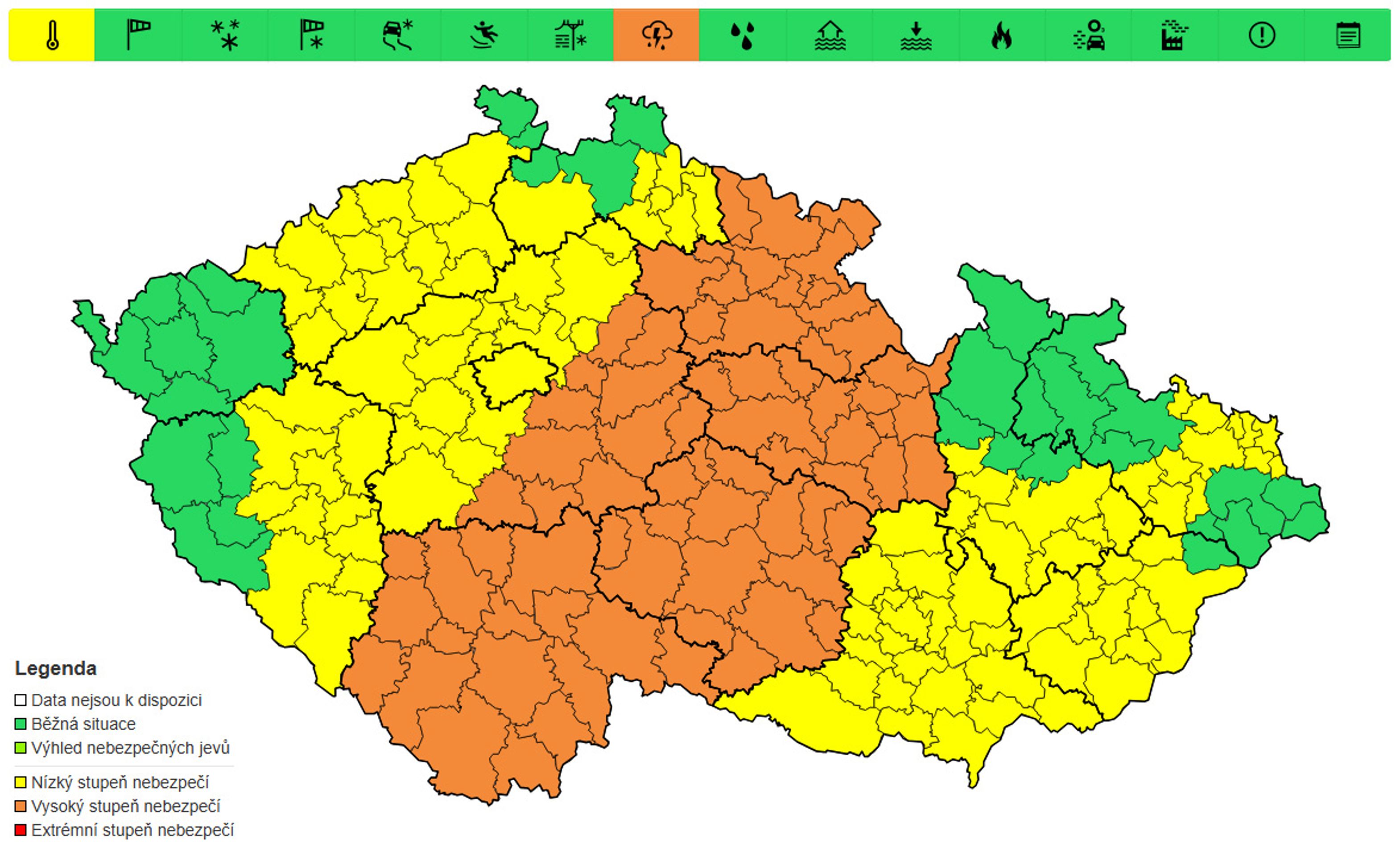 Výstraha před bouřkami, 26. 6. odpoledne - Výstraha před bouřkami (2/3)