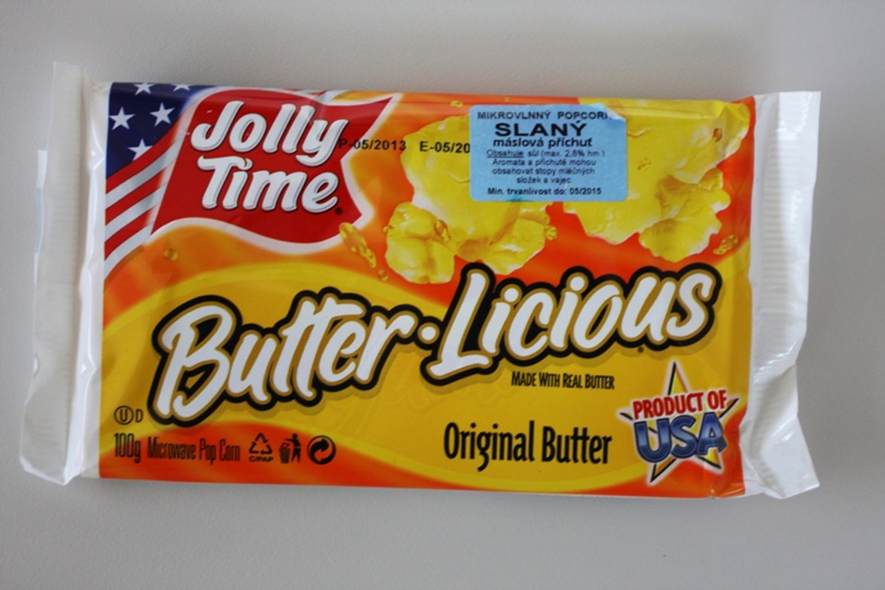 14. místo: Jolly Time: Mikrovlnný popcorn slaný - máslová příchuť - GALERIE: Test popcornů s máslovou příchutí (14/16)