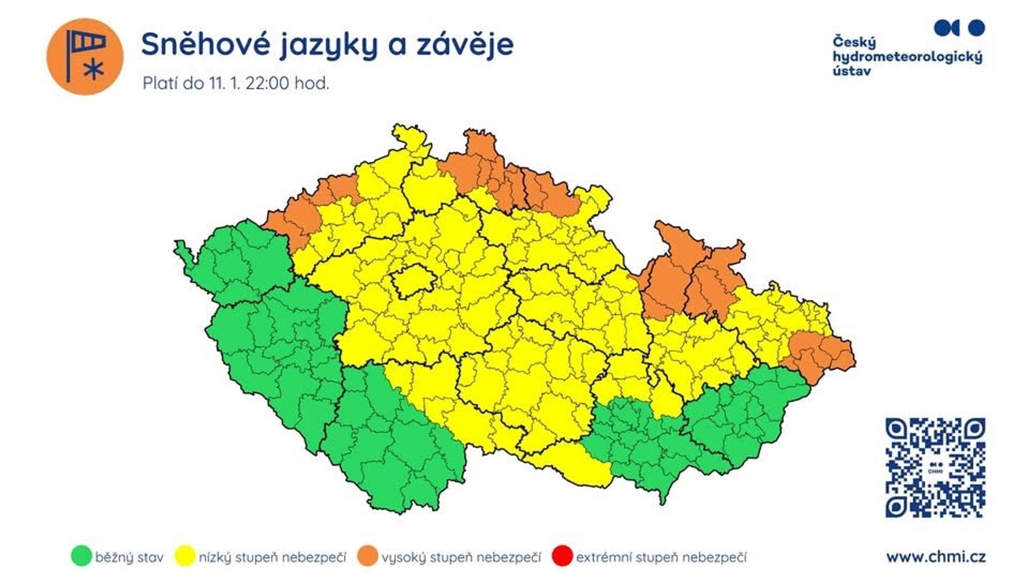Výstraha před sněhovými jazyky a závějemi - Výstrahy (4/4)