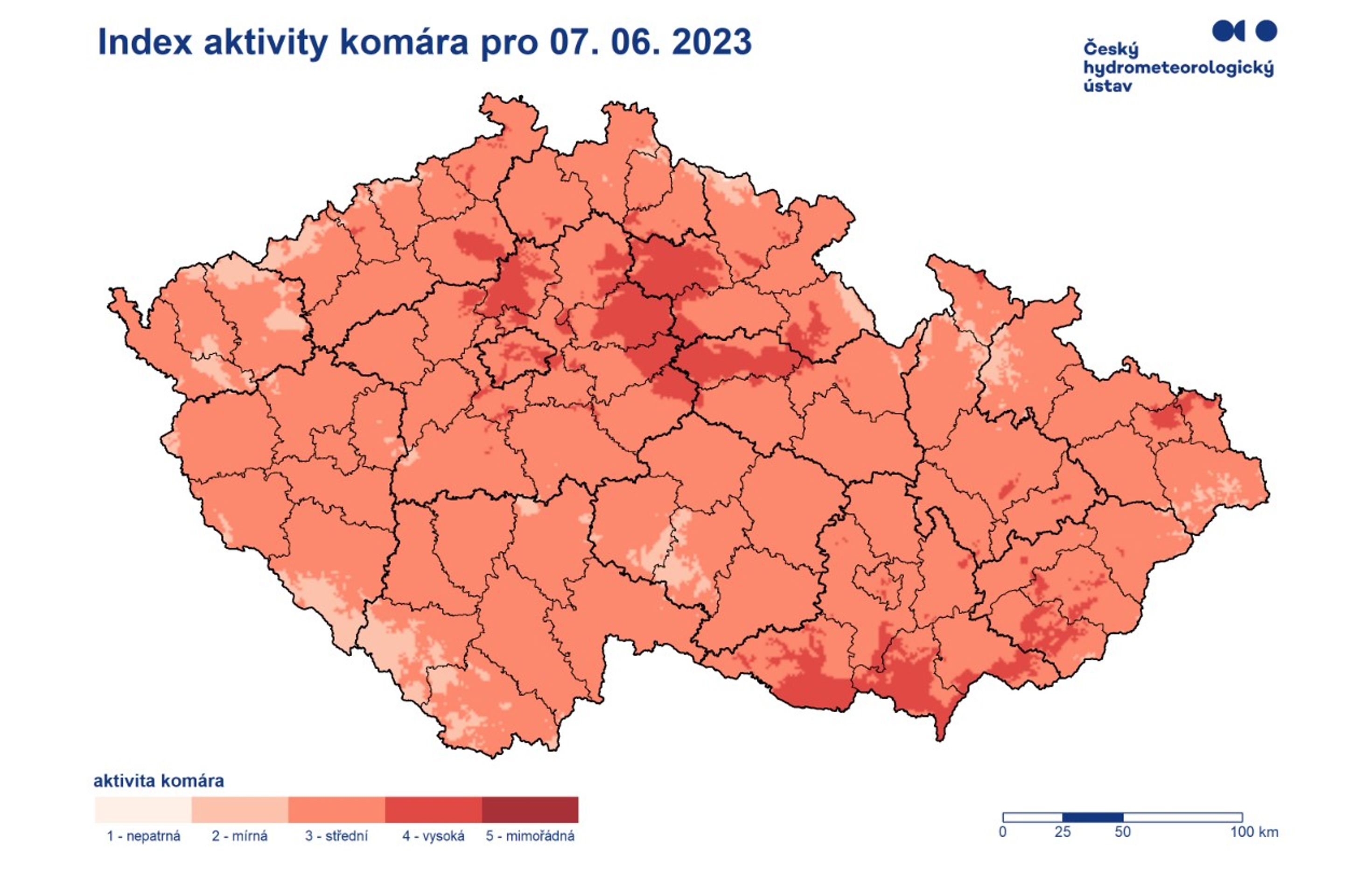 Index aktivity komára pro 6.6 - Mapa komárů (3/3)