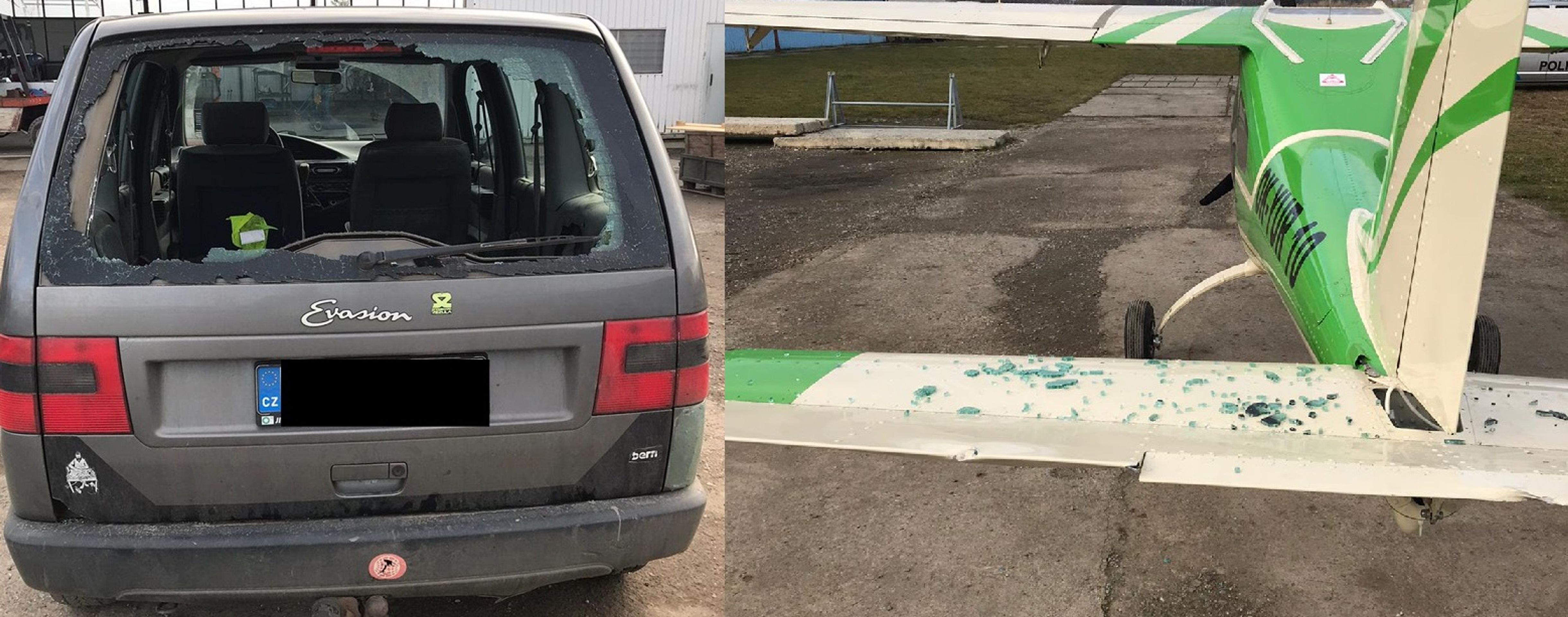 Řidič na Berounsku nacouval do stojícího letadla - GALERIE: Řidič na Berounsku nacouval do stojícího letadla (6/6)