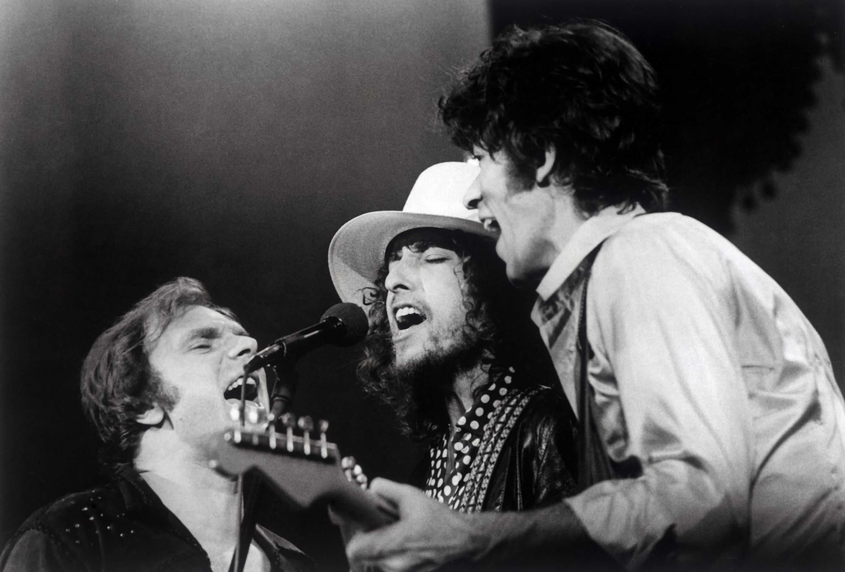Zleva Van Morrison, Bob Dylan, Robbie Robertson, 1978 - Robbie Robertson (1/4)