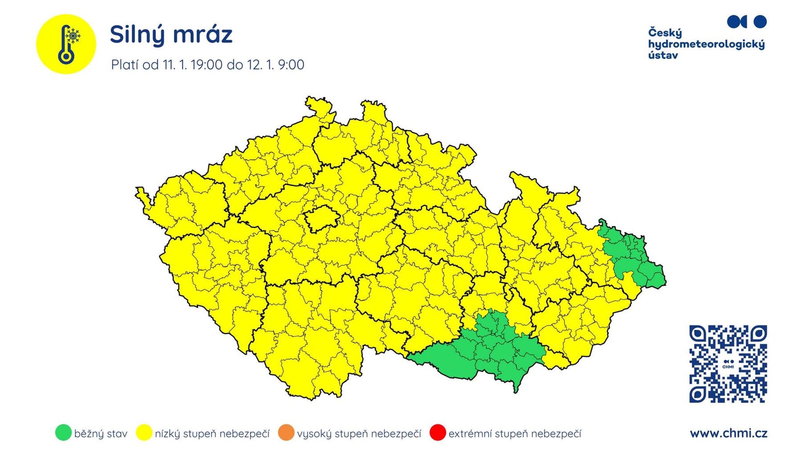 Výstraha před silným mrazem - Výstrahy (3/4)